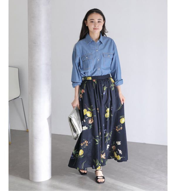  「《予約》【洗える】ボタニカルプリントスカート」|スカート|