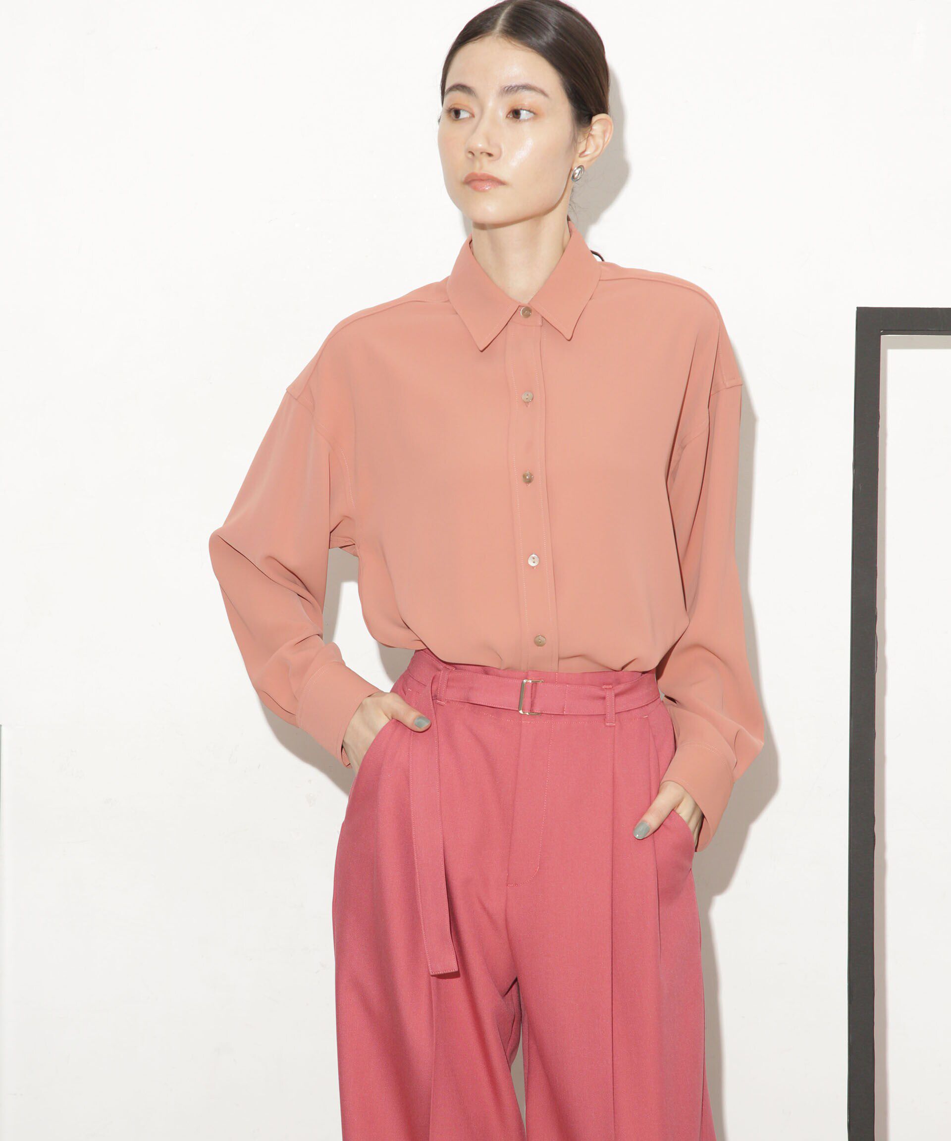 nano･universe「バッククロスドレープシャツ」|シャツ・ブラウス|ピンク