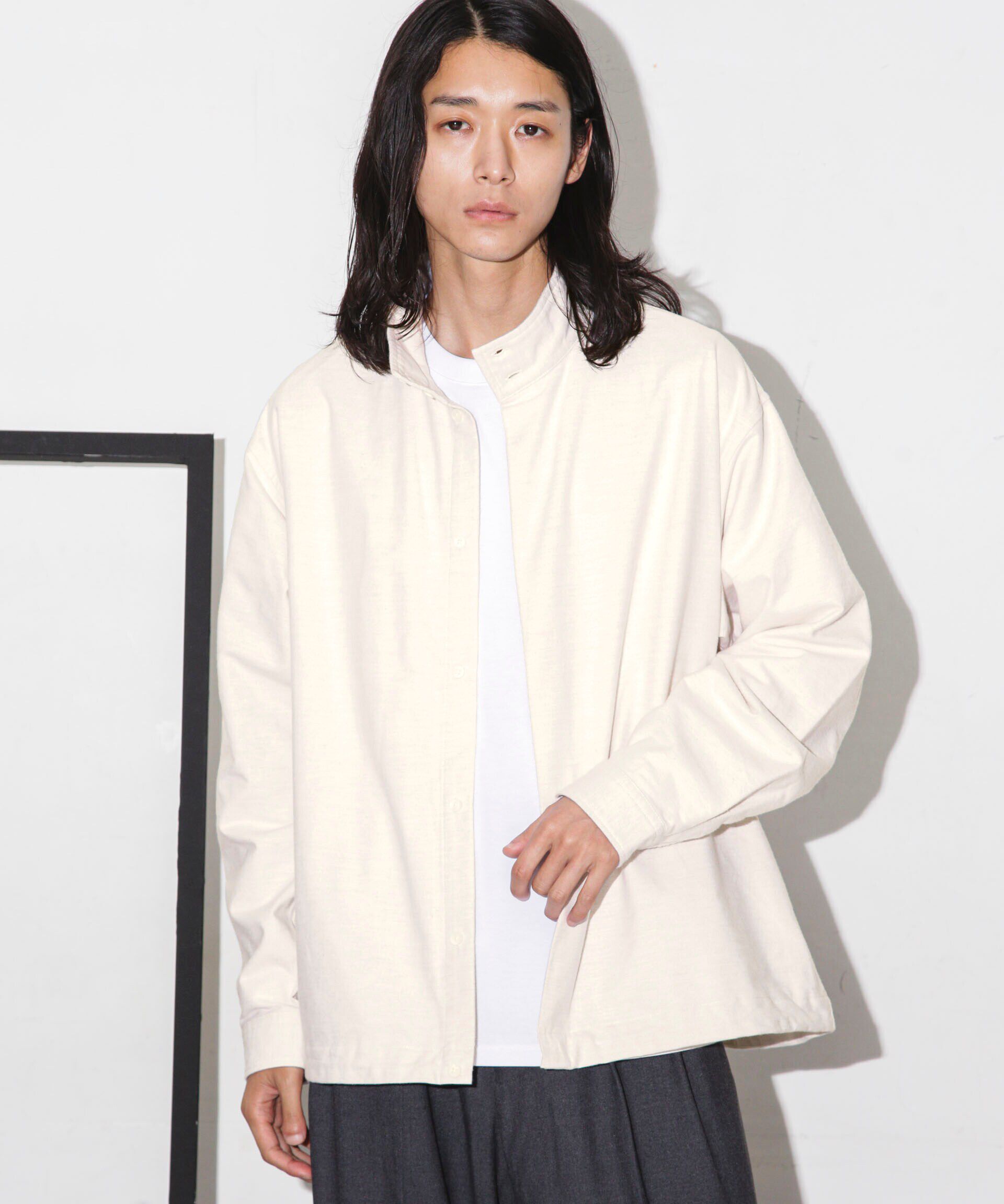 nano･universe「シャモアクロス スタンドカラーシャツ」|シャツ・ブラウス|オートミール3