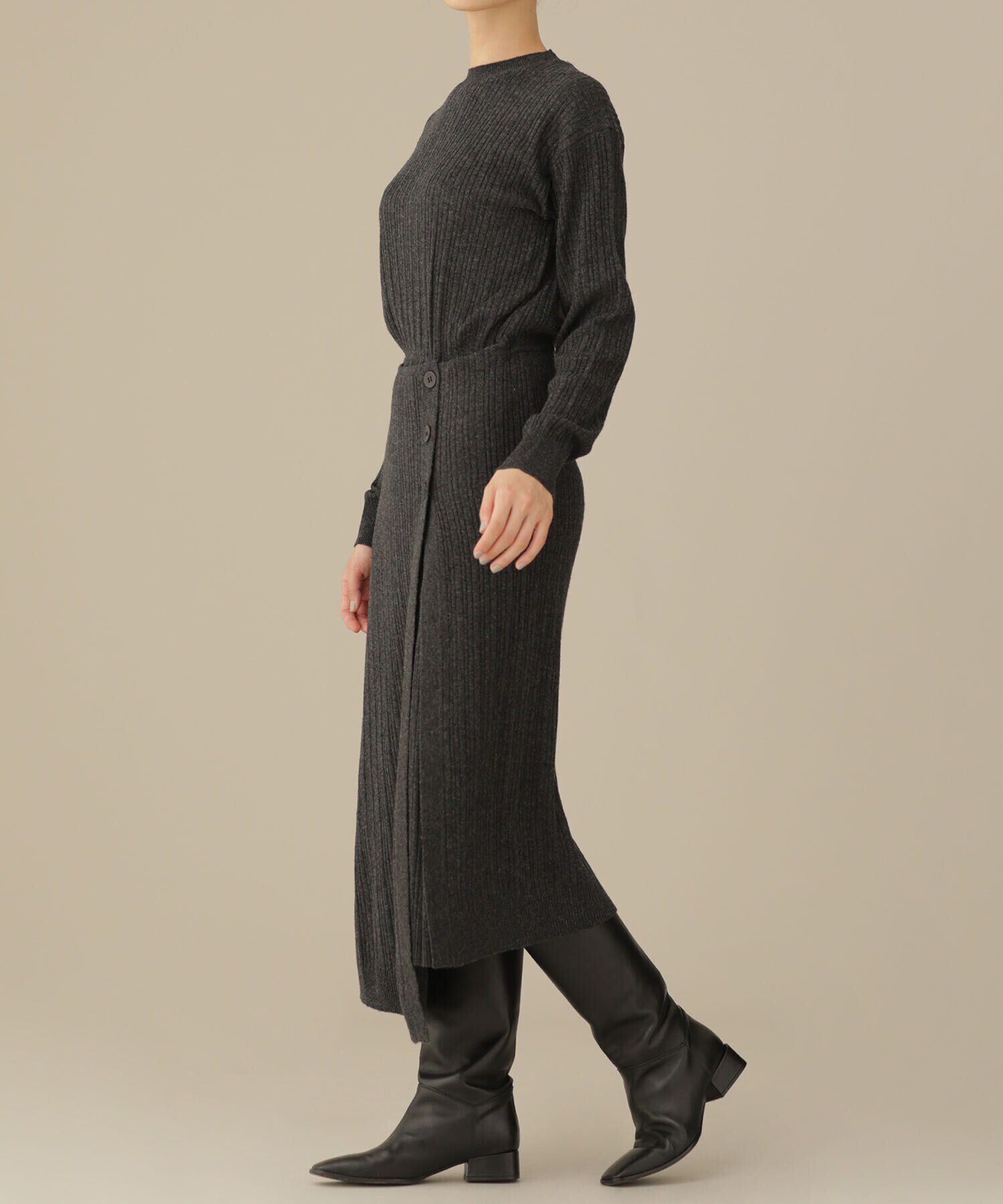 nano･universe「casa fline/ラップイレヘムニットドレス」|ワンピース|