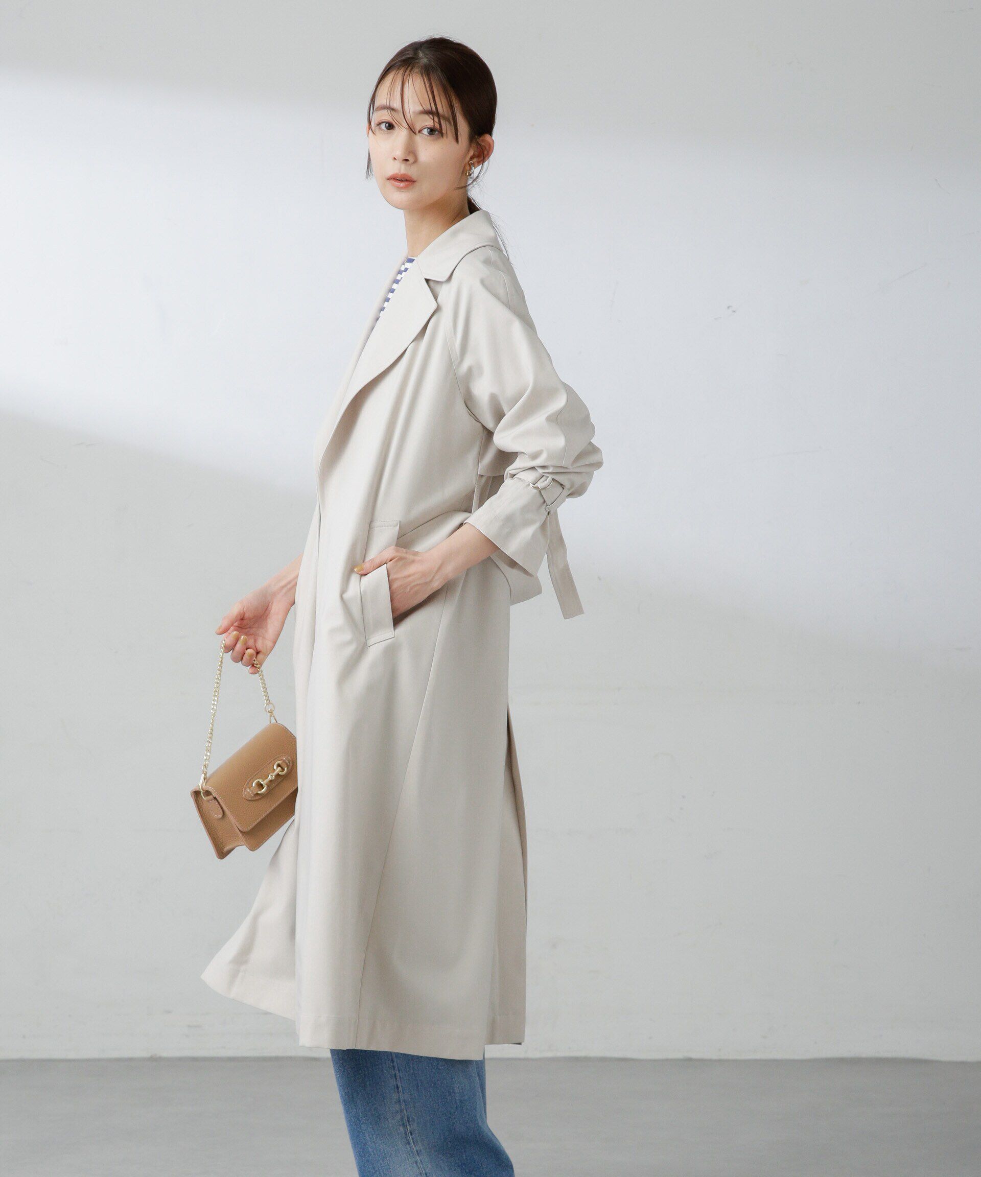 nano･universe「撥水撥油加工 ベルテッドカルゼコート」|トレンチコート|