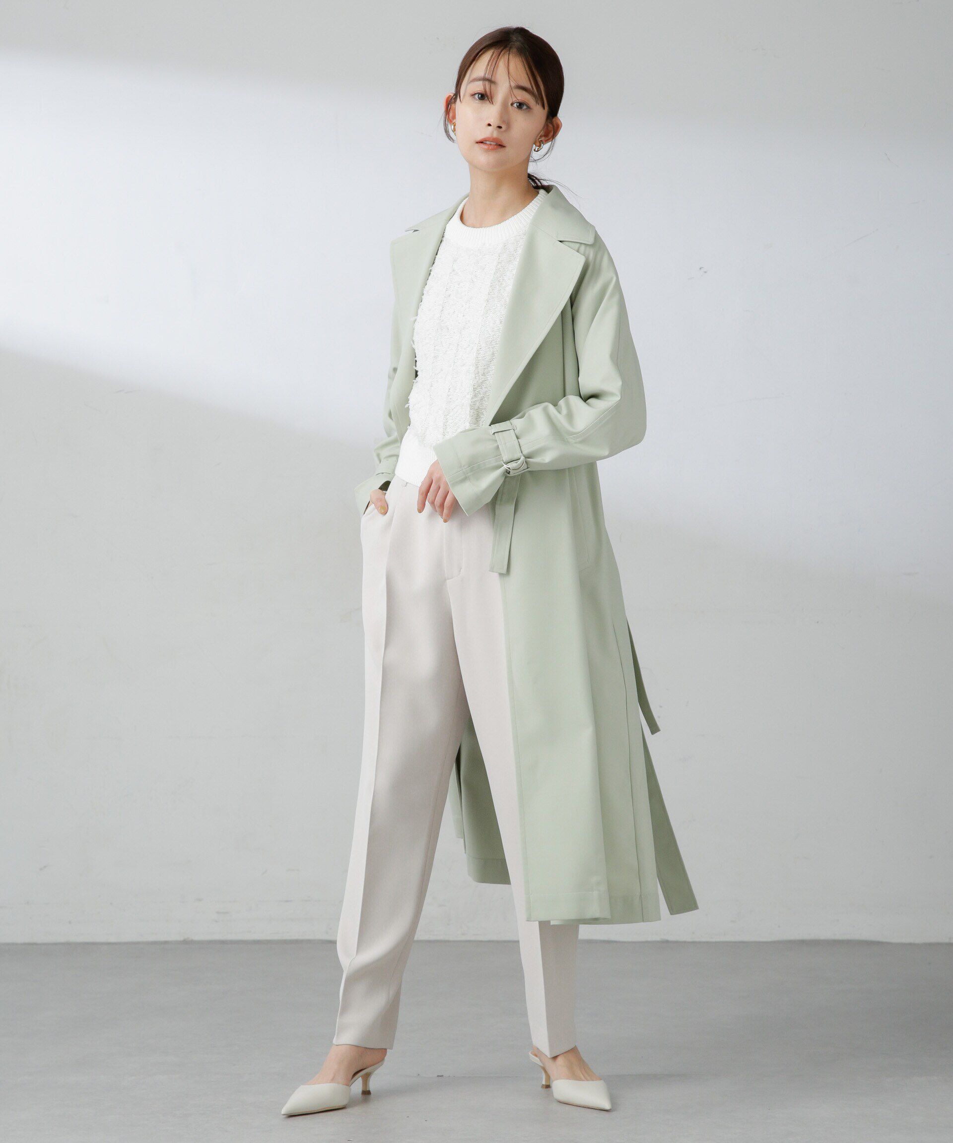 nano･universe「撥水撥油加工 ベルテッドカルゼコート」|トレンチコート|