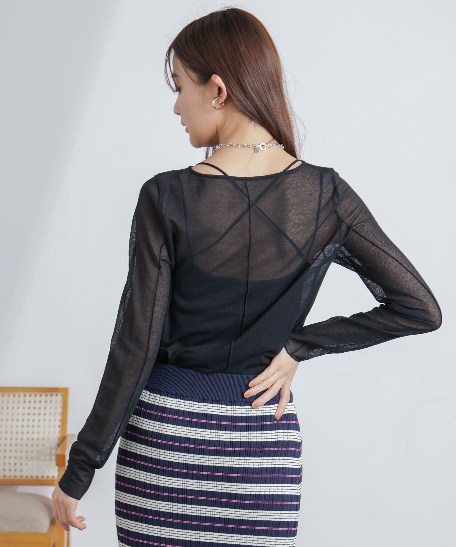 nano･universe「梨地シアーカットトップス」|Tシャツ・カットソー|