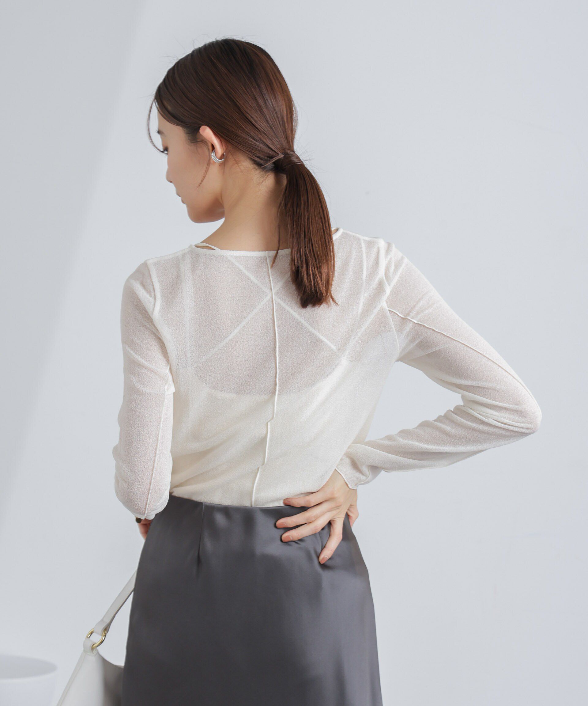 nano･universe「梨地シアーカットトップス」|Tシャツ・カットソー|