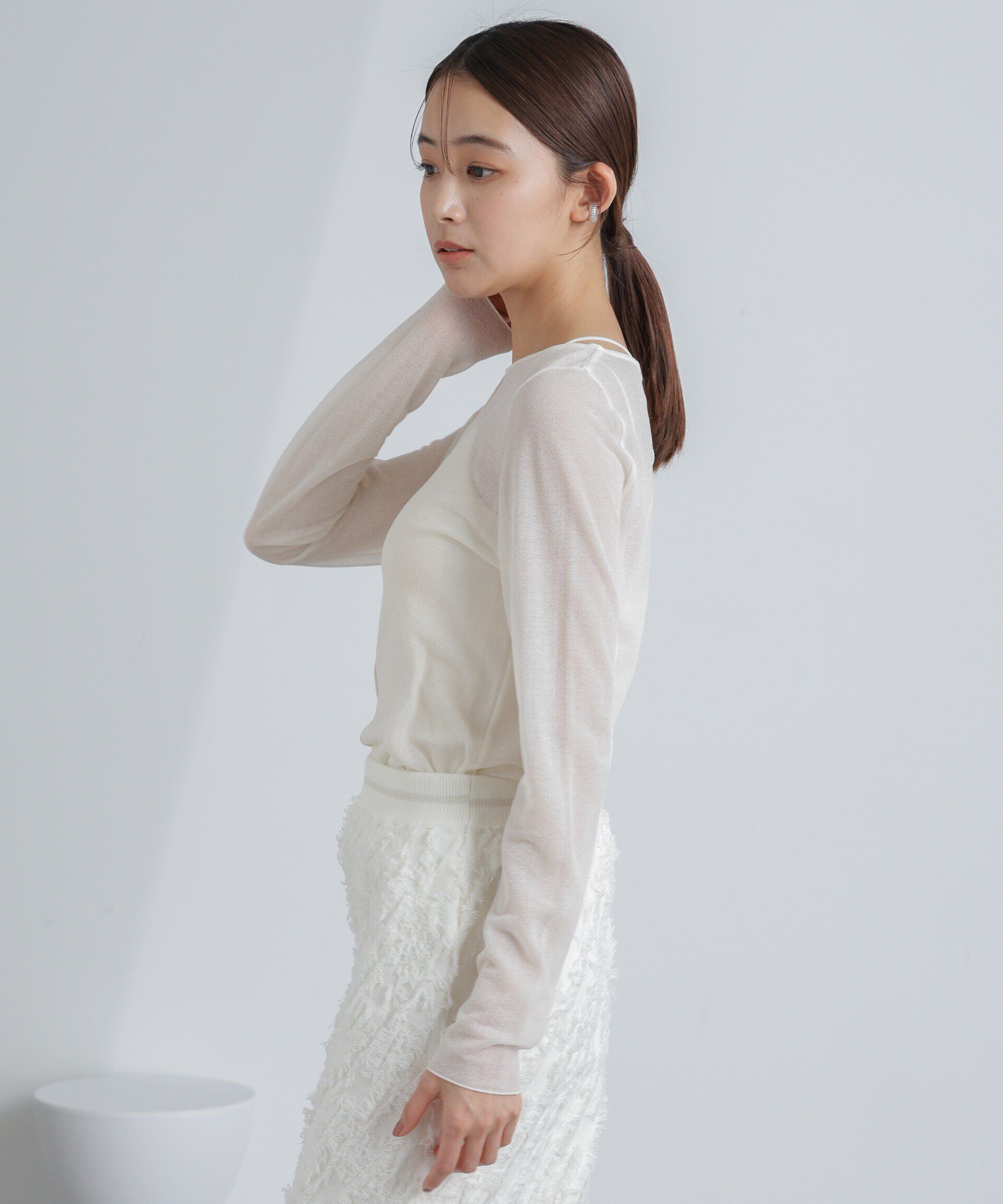 nano･universe「梨地シアーカットトップス」|Tシャツ・カットソー|