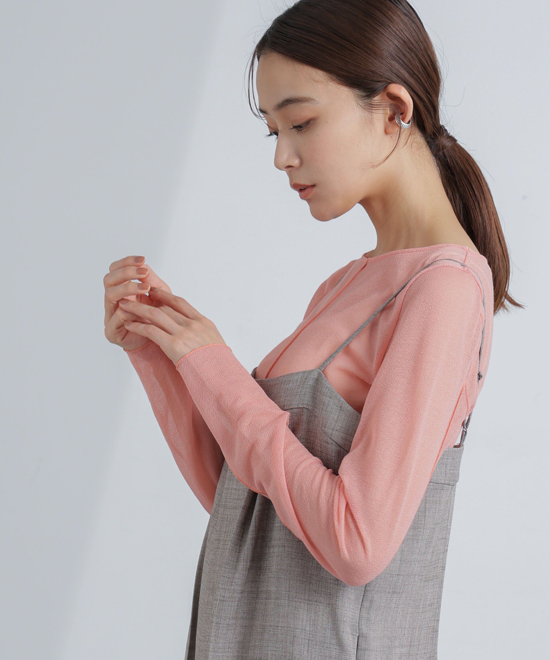 nano･universe「梨地シアーカットトップス」|Tシャツ・カットソー|ピンク