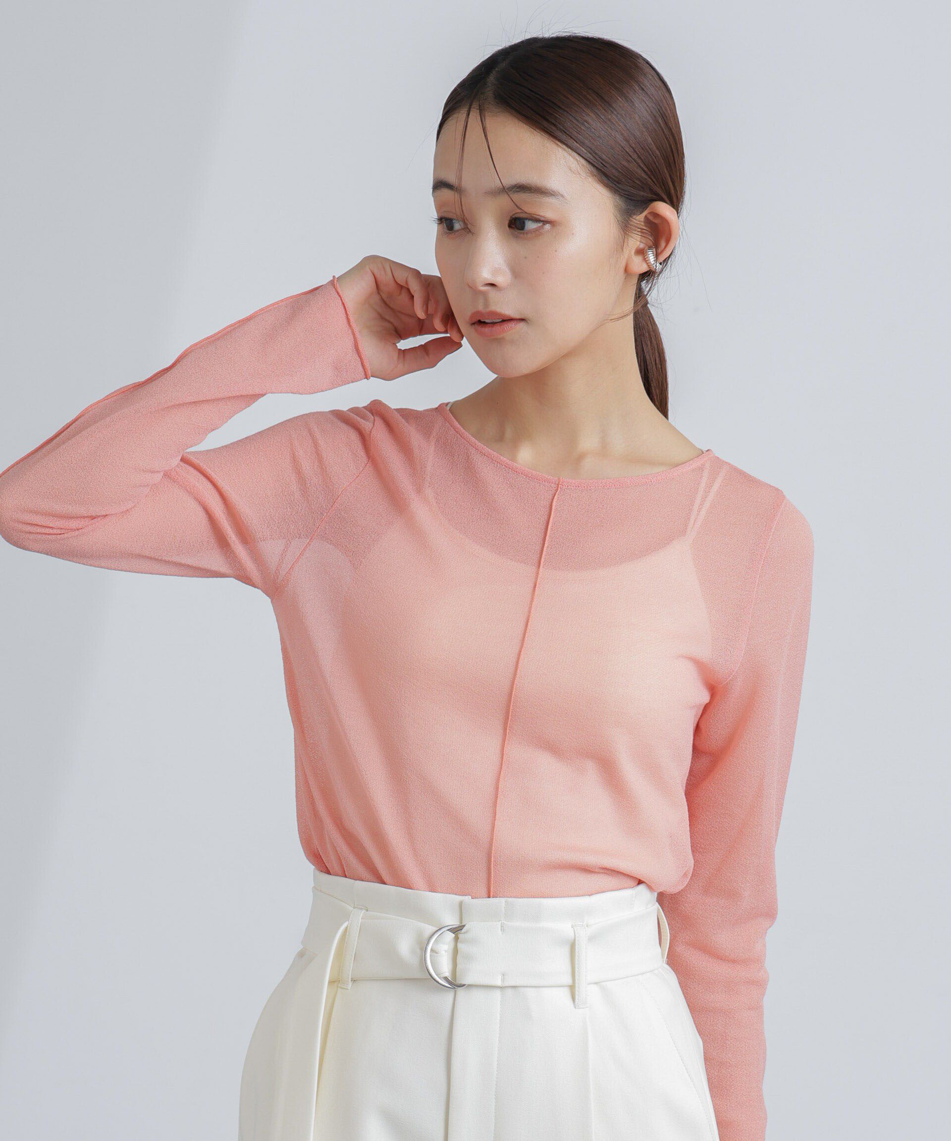 nano･universe「梨地シアーカットトップス」|Tシャツ・カットソー|