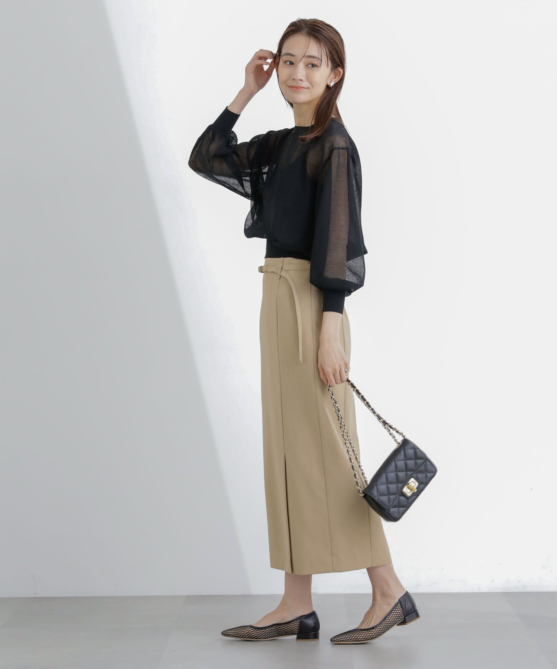 nano･universe「ライトファンクション ベルト付きタイトスカート(セットアップ可)」|スカート|