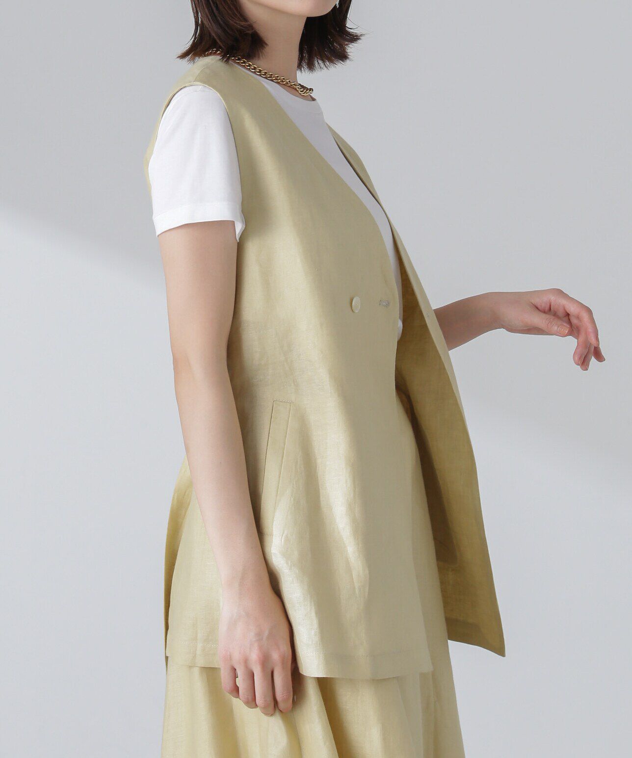 nano･universe「ベルト付リネンジレ(セットアップ可)」|ベスト・ジレ|