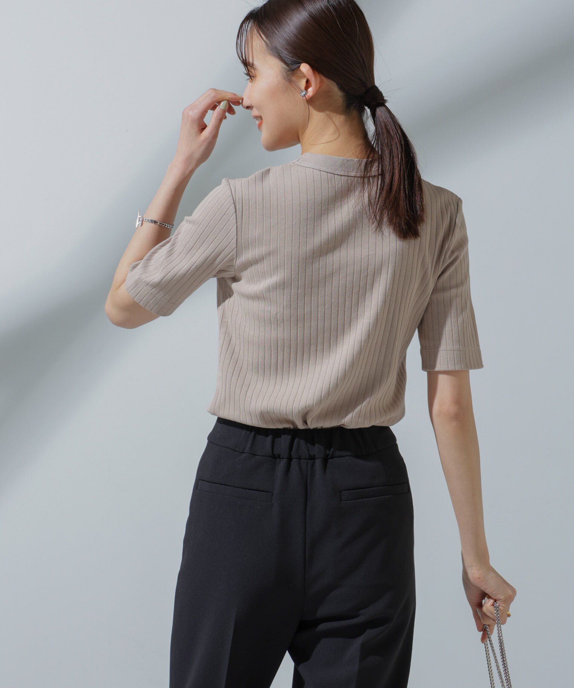 nano･universe「Anti Soaked(R) 汗染み防止 クルーネックリブTシャツ」|Tシャツ・カットソー|