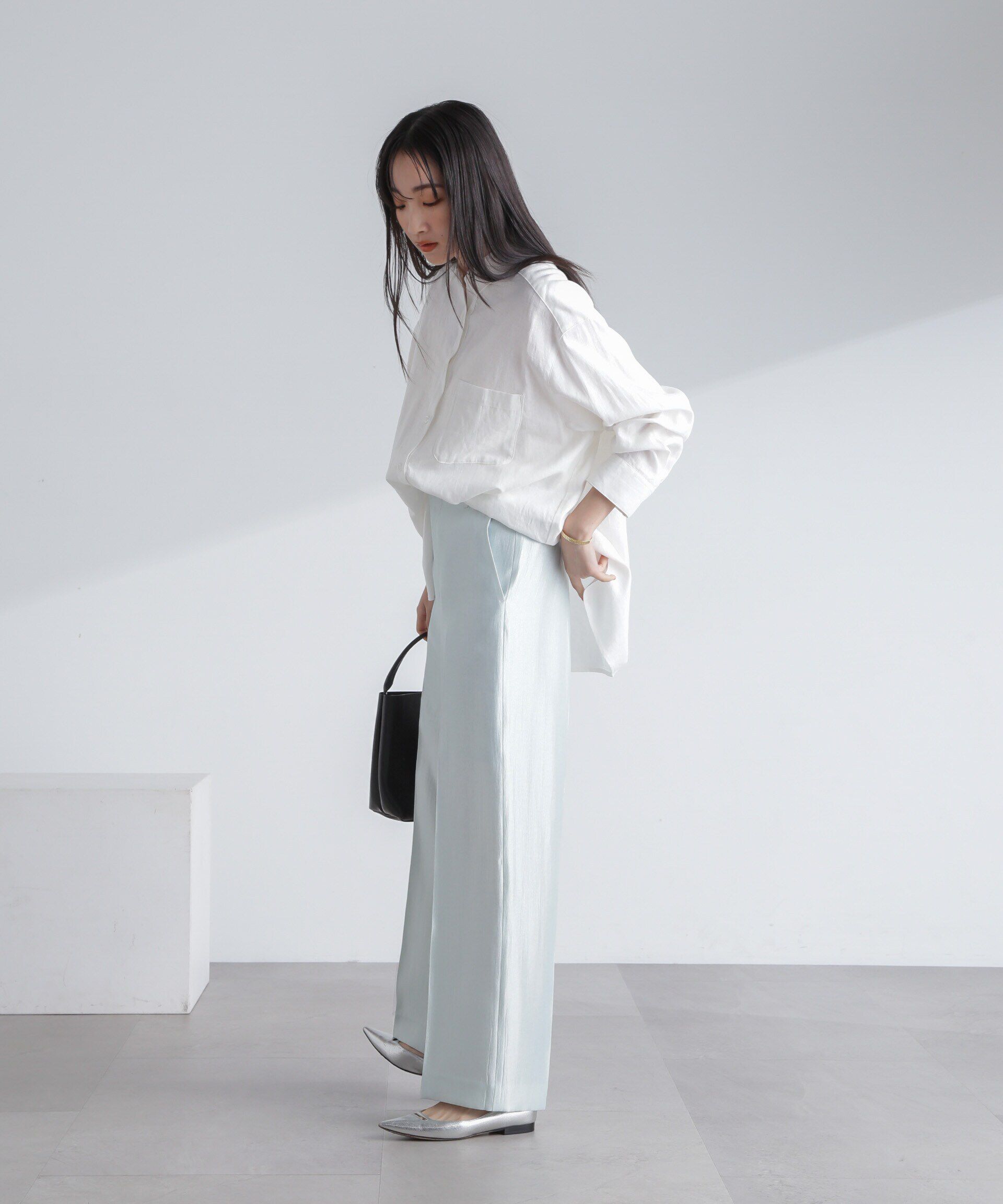 nano･universe「<追加生産>シャイニーサテンイージーパンツ」|チノ|