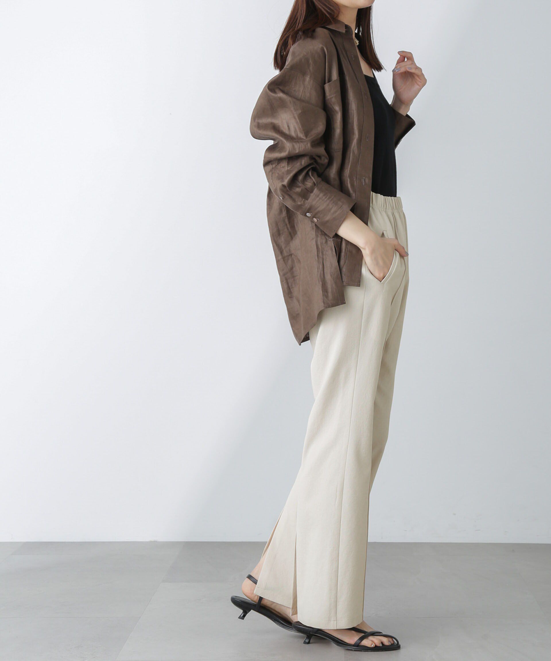 nano･universe「バックスリットトラックパンツ」|チノ|