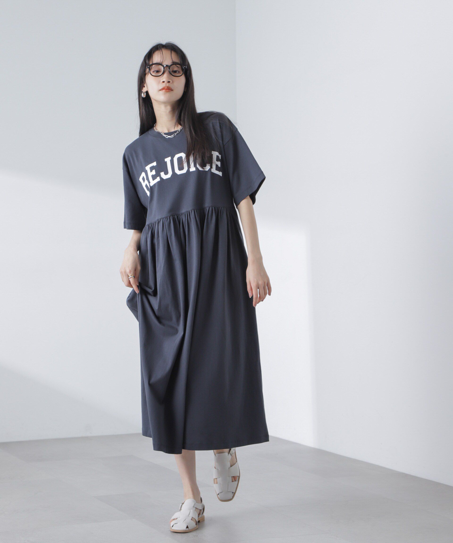 nano･universe「ギャザー切り替えロゴカットワンピース」|ワンピース|