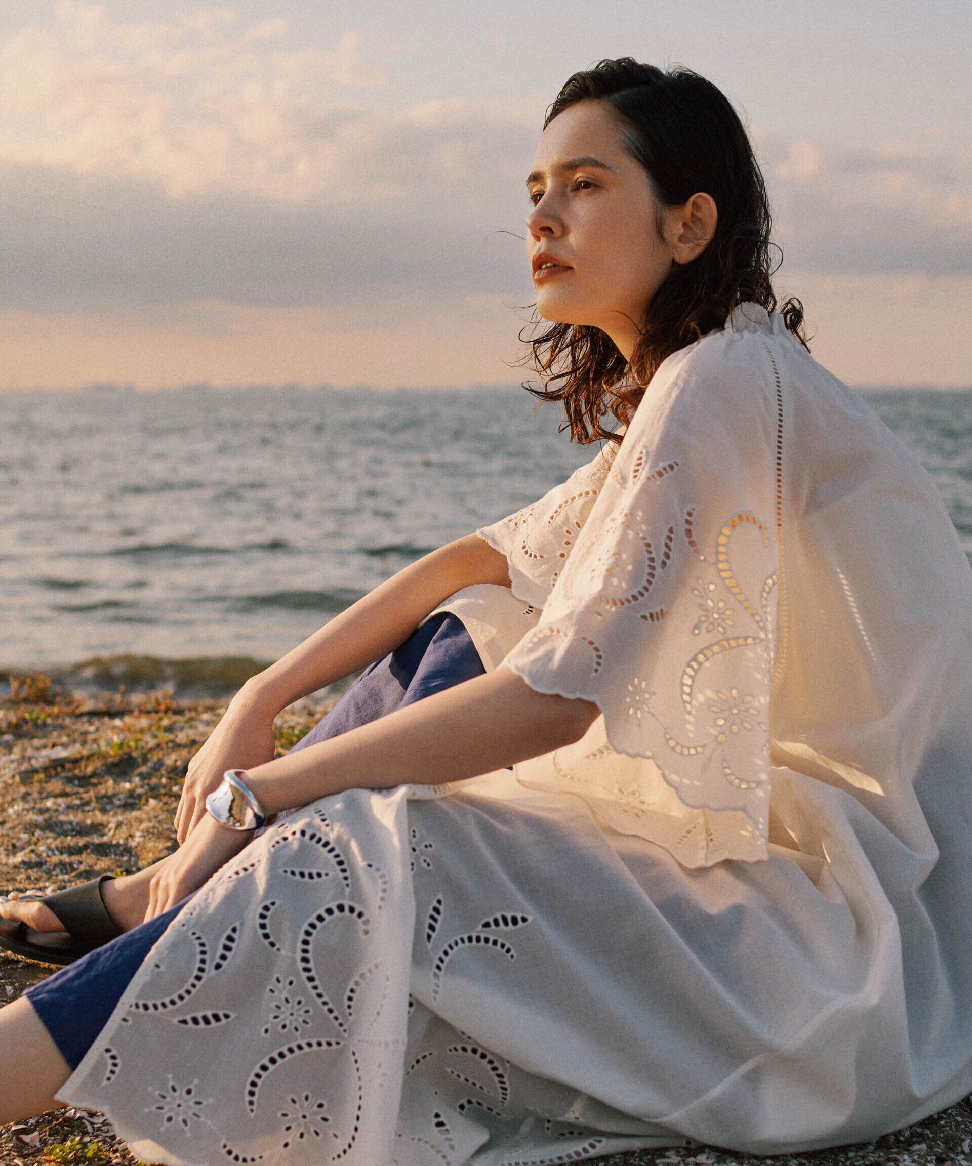 nano･universe「インドシフリー刺繍ワンピース」|ワンピース|オフホワイト1