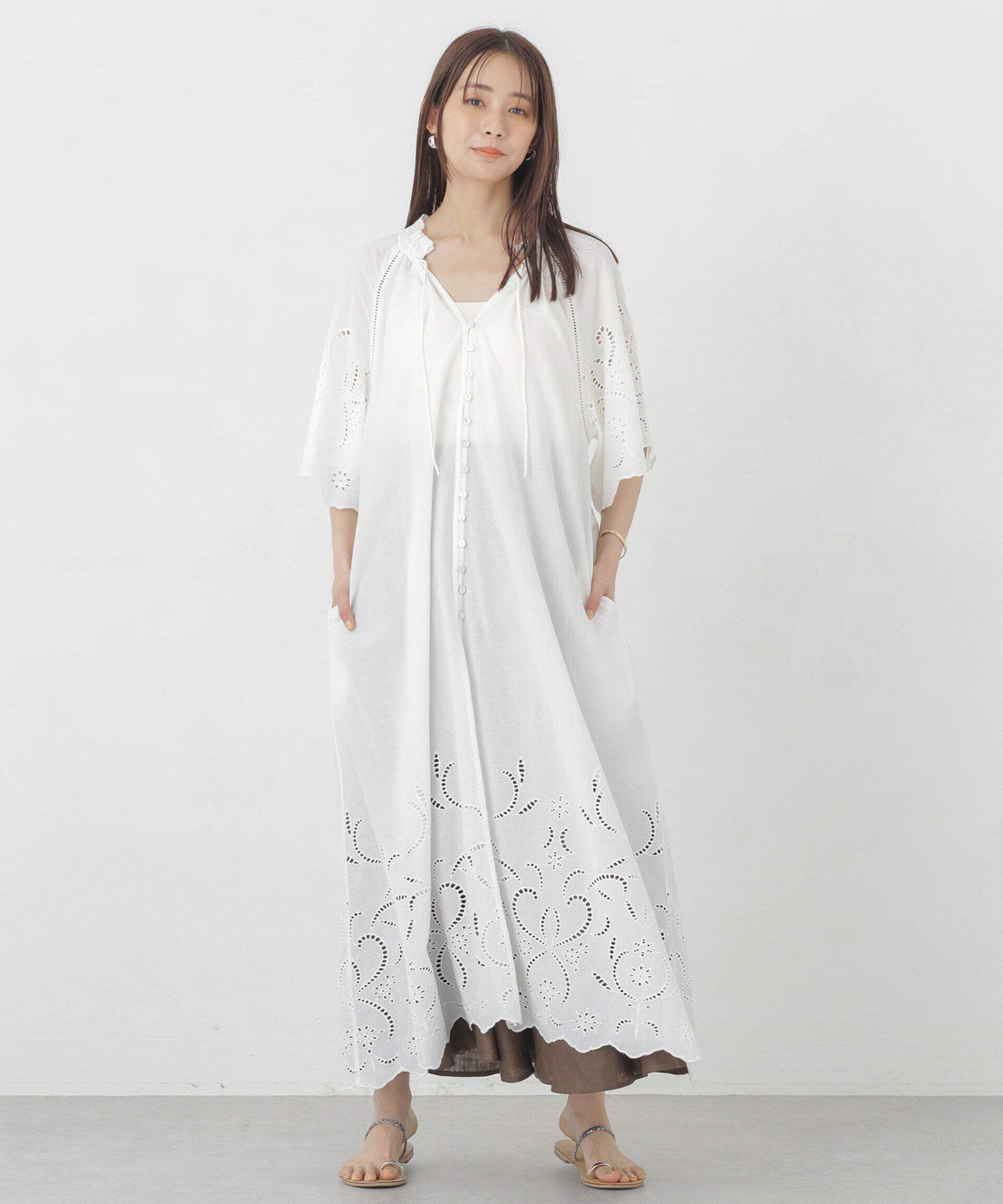 nano･universe「インドシフリー刺繍ワンピース」|ワンピース|