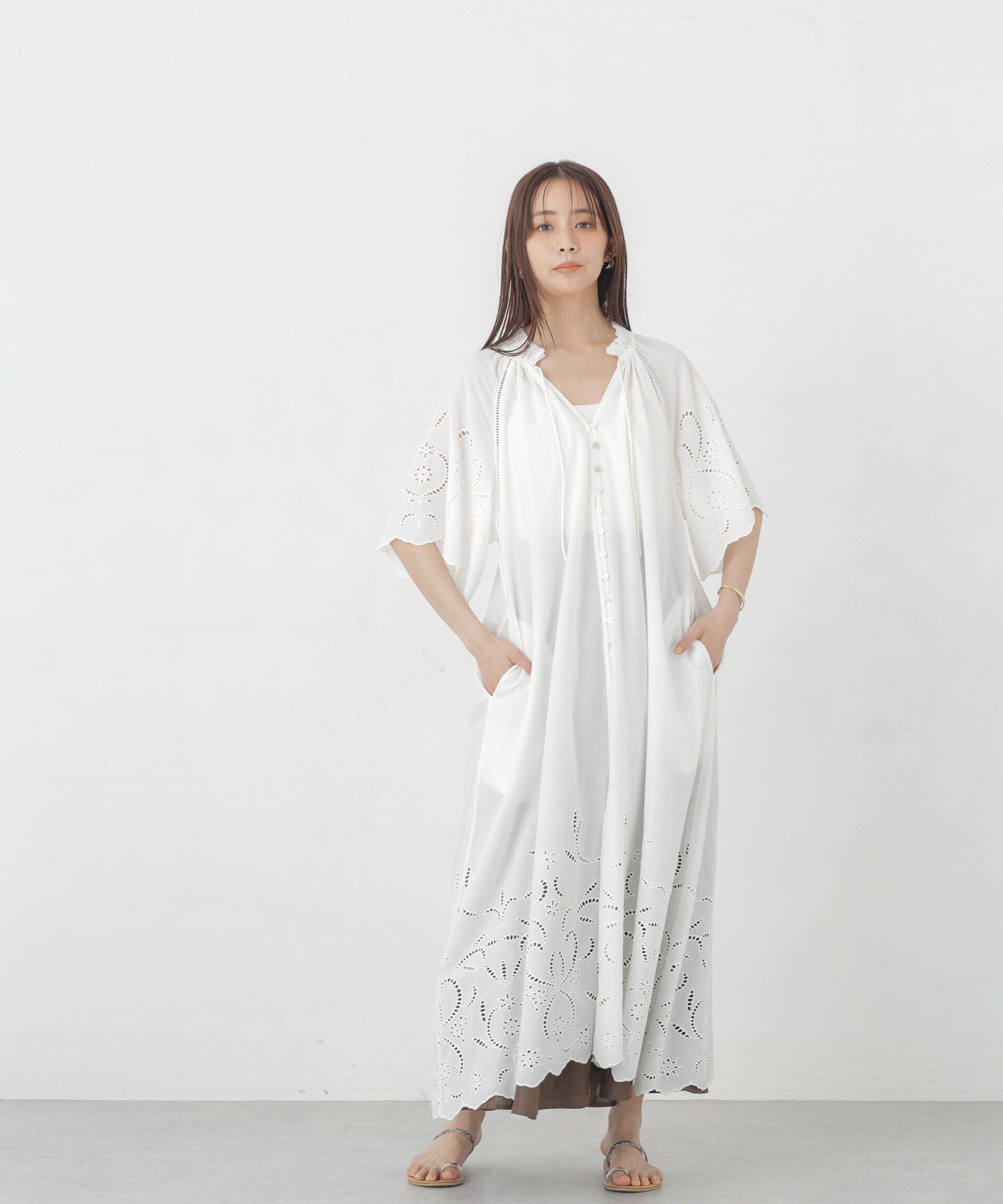 nano･universe「インドシフリー刺繍ワンピース」|ワンピース|