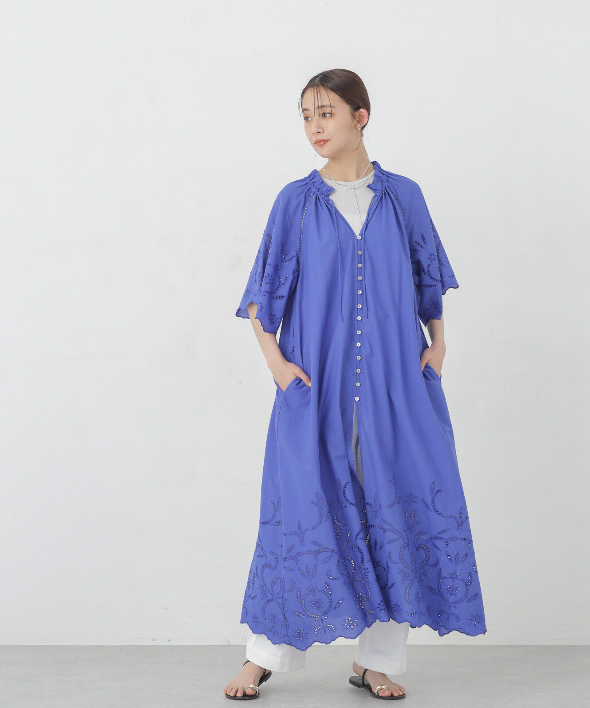 nano･universe「インドシフリー刺繍ワンピース」|ワンピース|