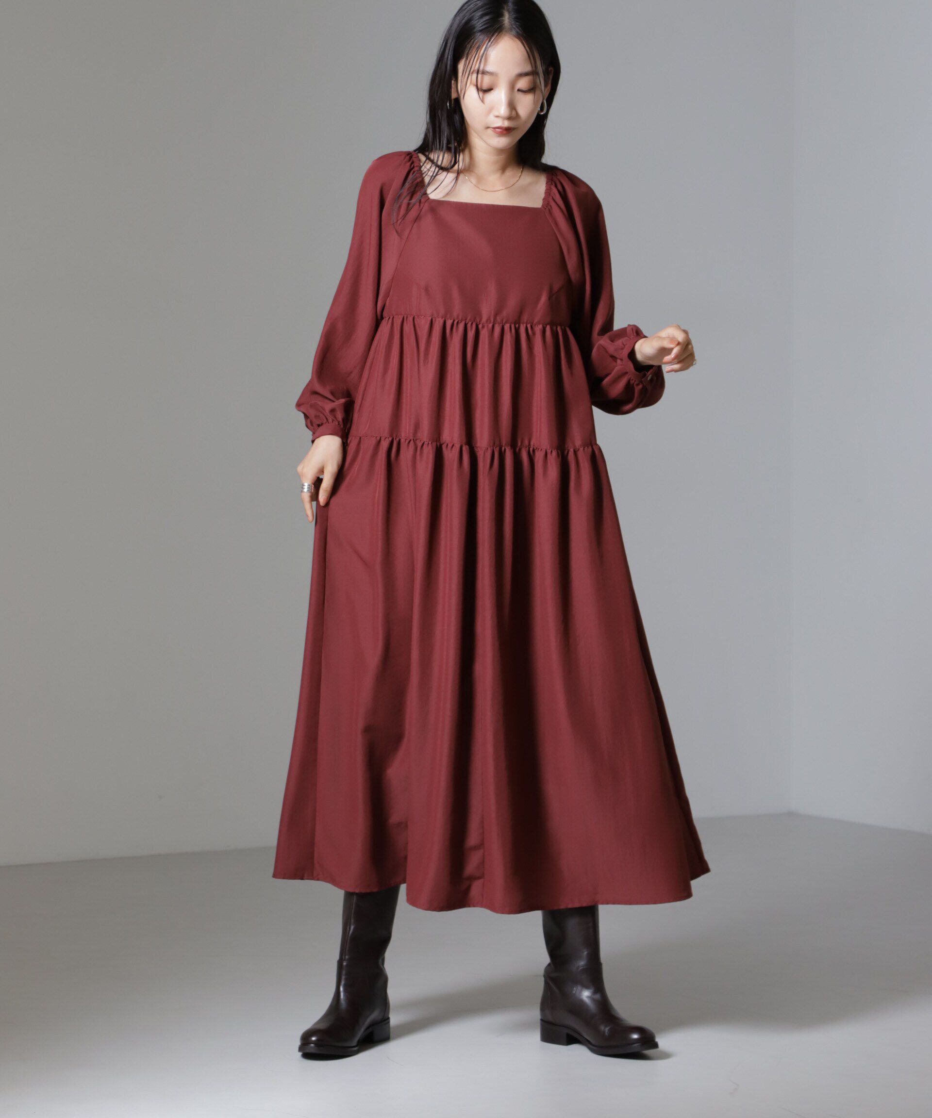 nano･universe「スクエアネックティアードワンピース」|ワンピース|