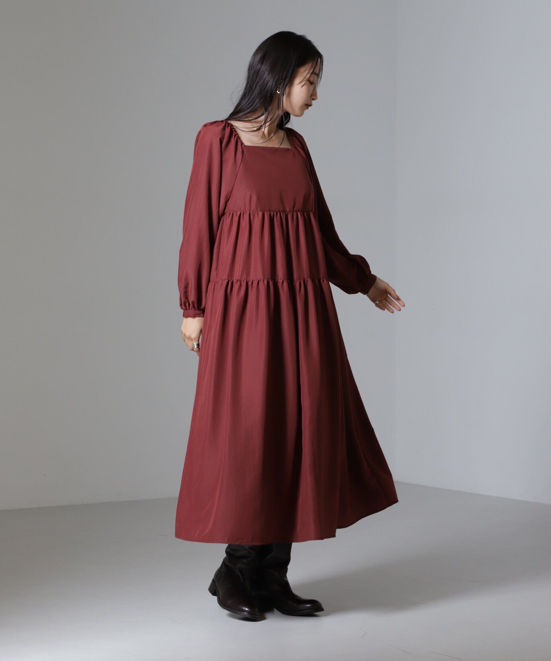 nano･universe「スクエアネックティアードワンピース」|ワンピース|