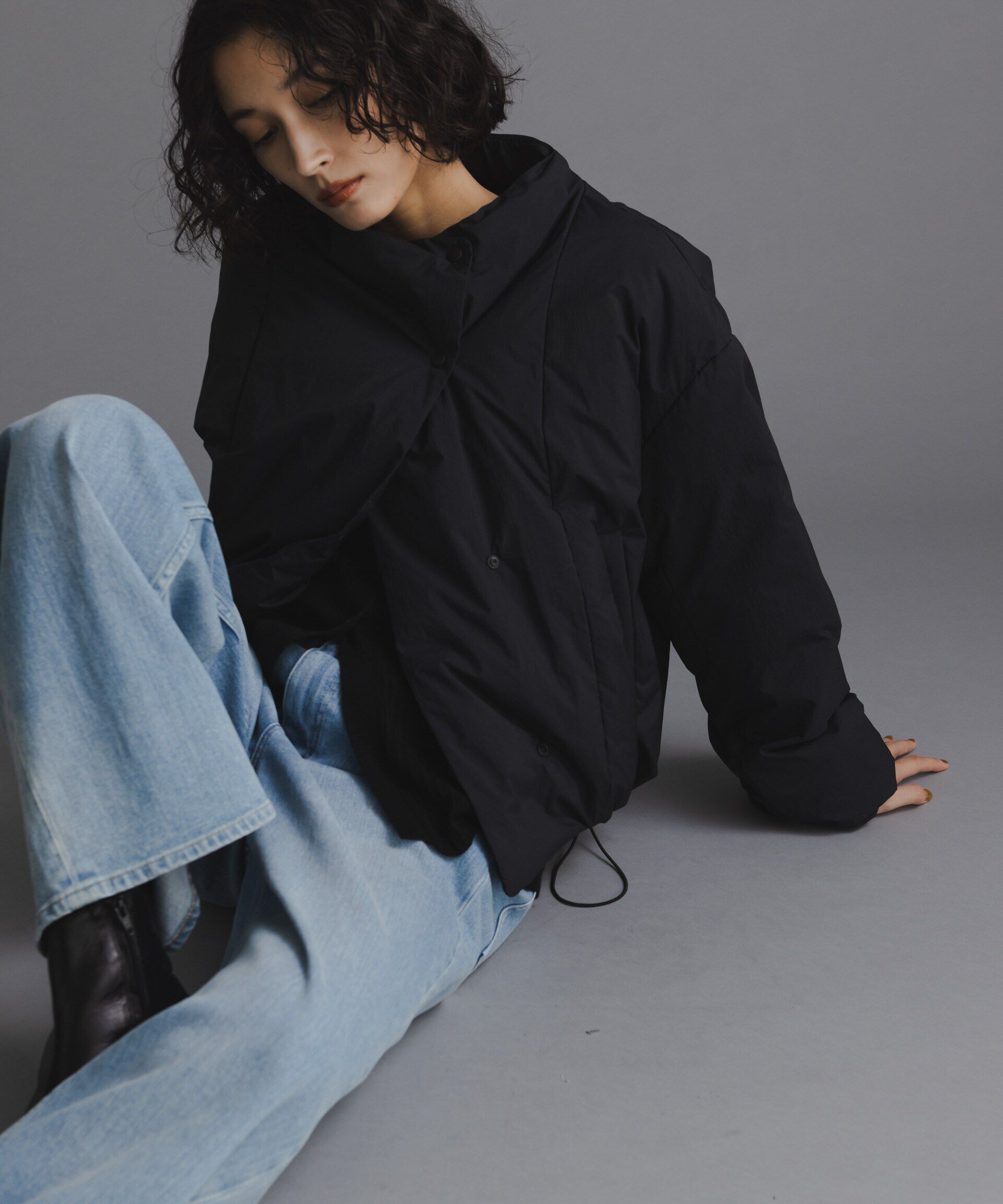 nano･universe「「西川ダウン(R)」ハイネックショートジャケット」|ダウン|ブラック