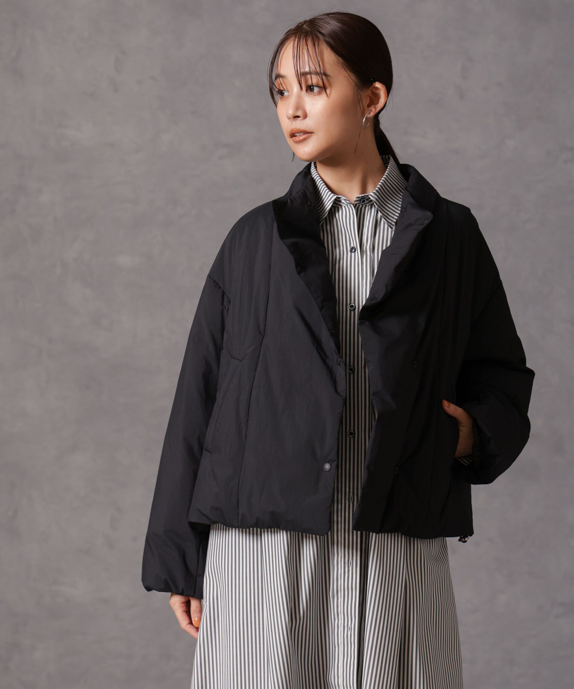 nano･universe「「西川ダウン(R)」ハイネックショートジャケット」|ダウン|