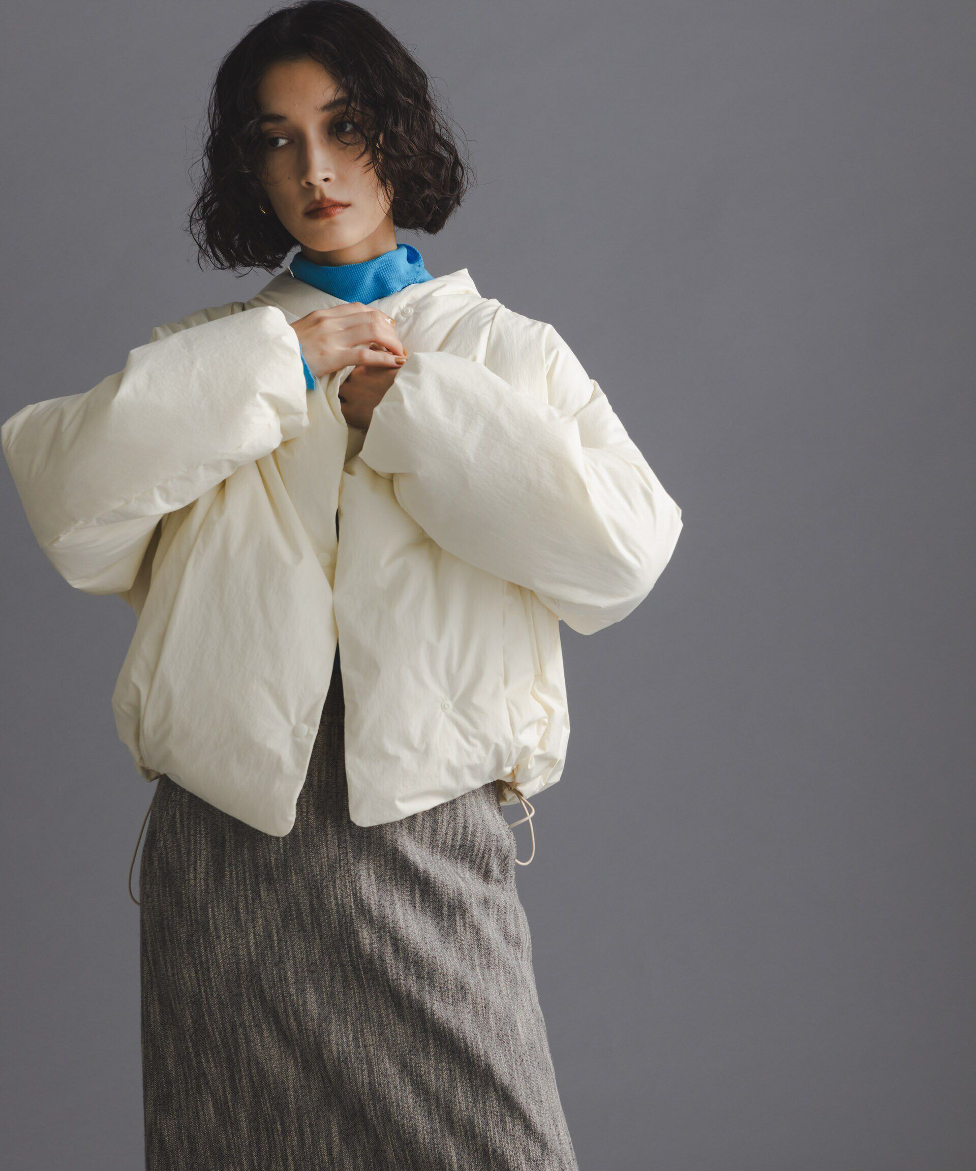 nano･universe「「西川ダウン(R)」ハイネックショートジャケット」|ダウン|