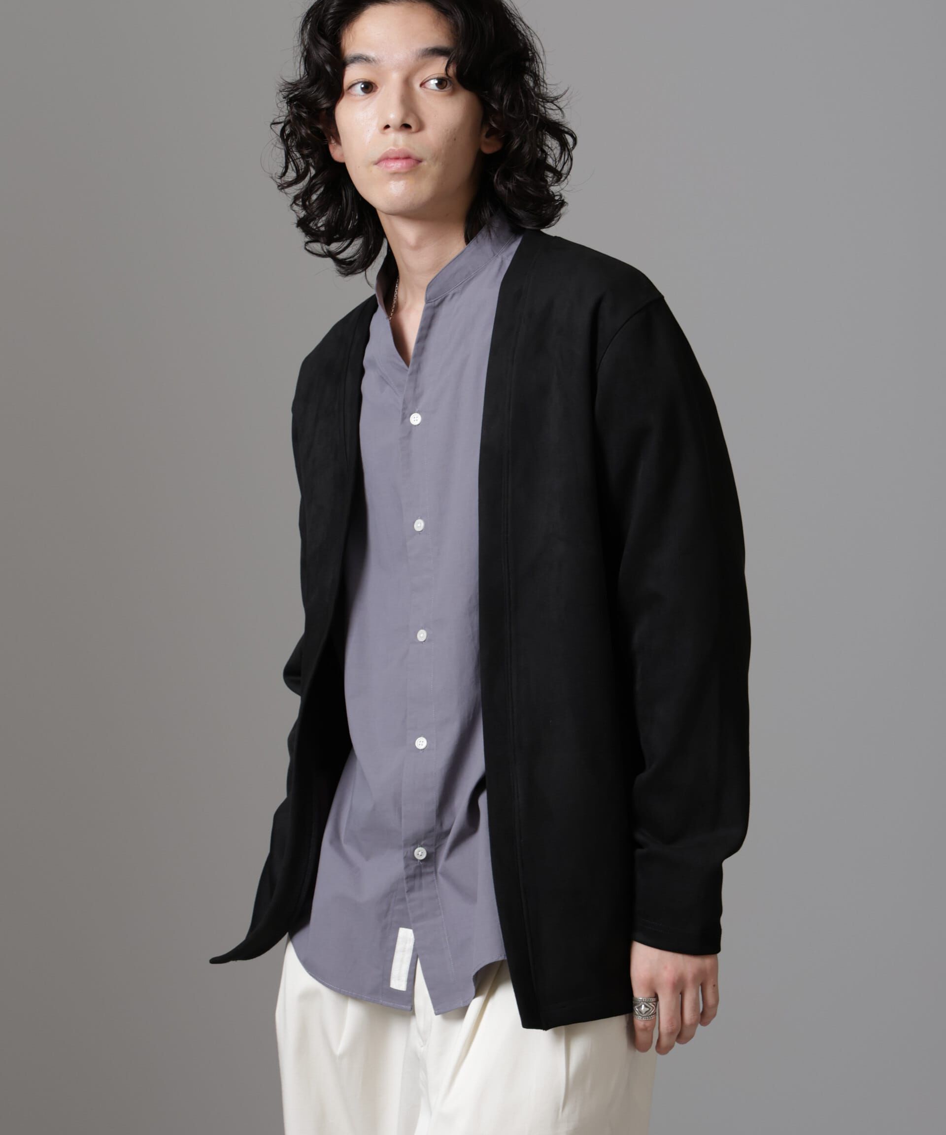 nano･universe「フェイクスエードトッパーカーディガン 24AW」|Tシャツ・カットソー|ブラック