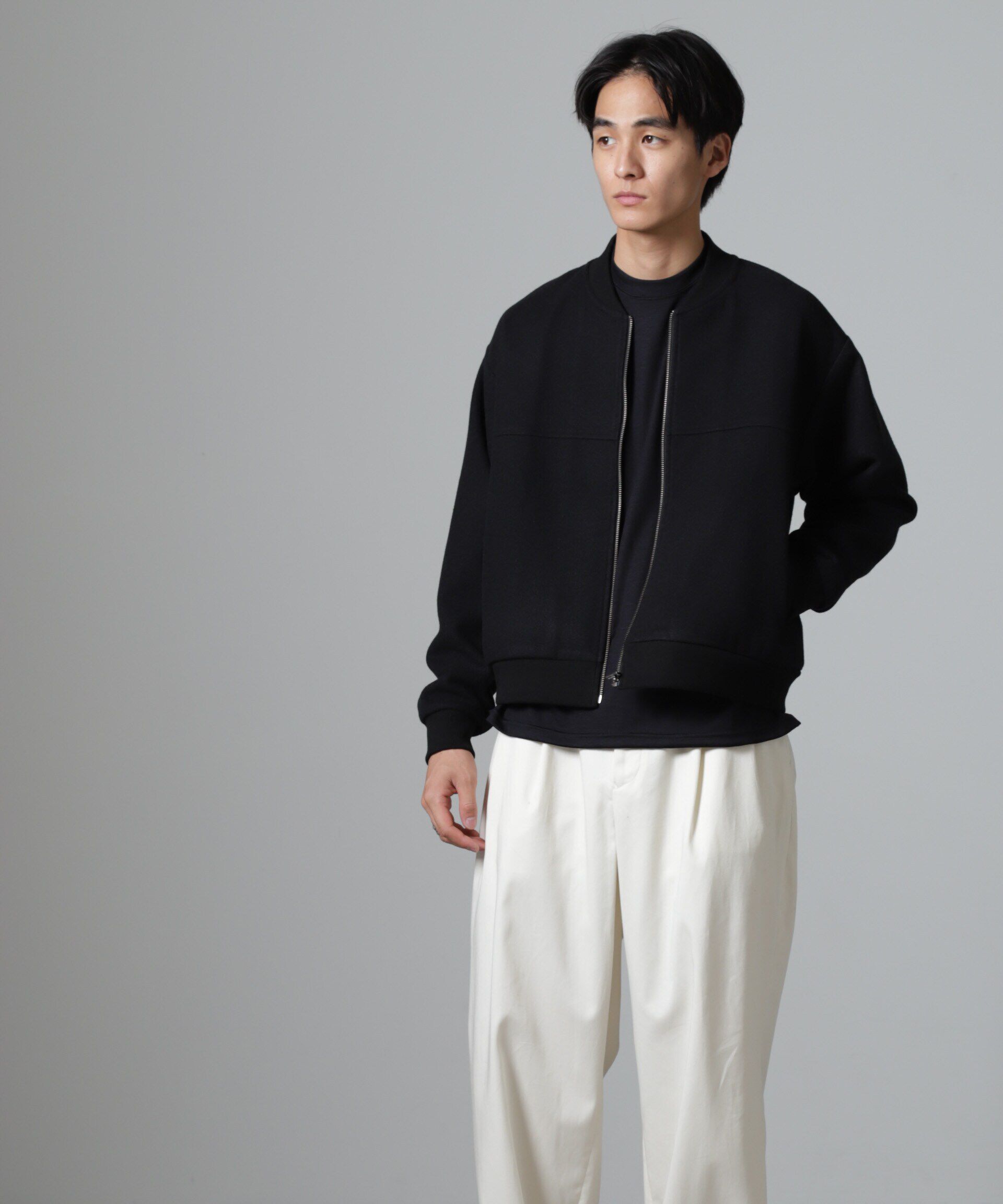 nano･universe「合繊メルトンボンバージャケット」|ブルゾン・スタジャン|