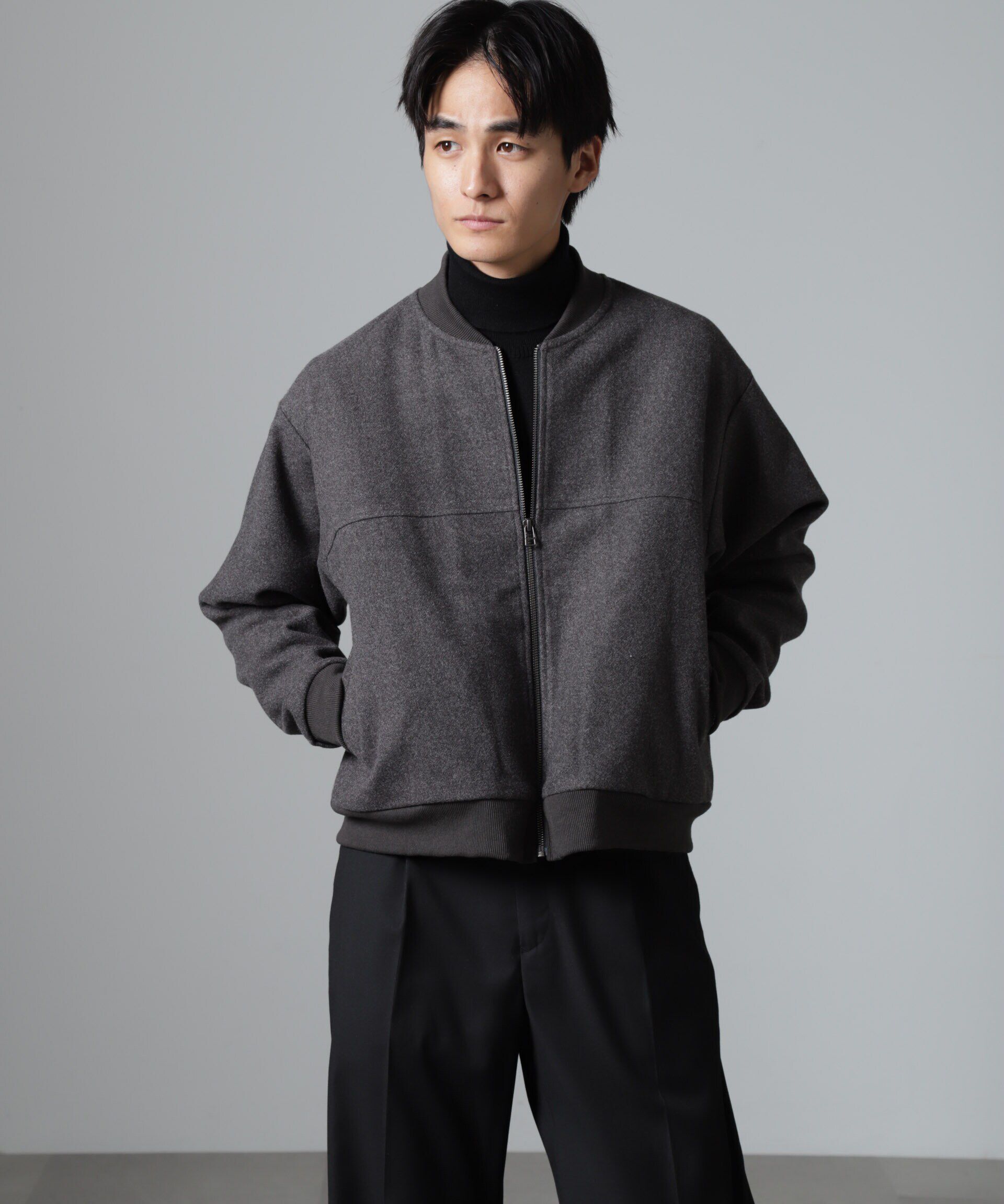 nano･universe「合繊メルトンボンバージャケット」|ブルゾン・スタジャン|