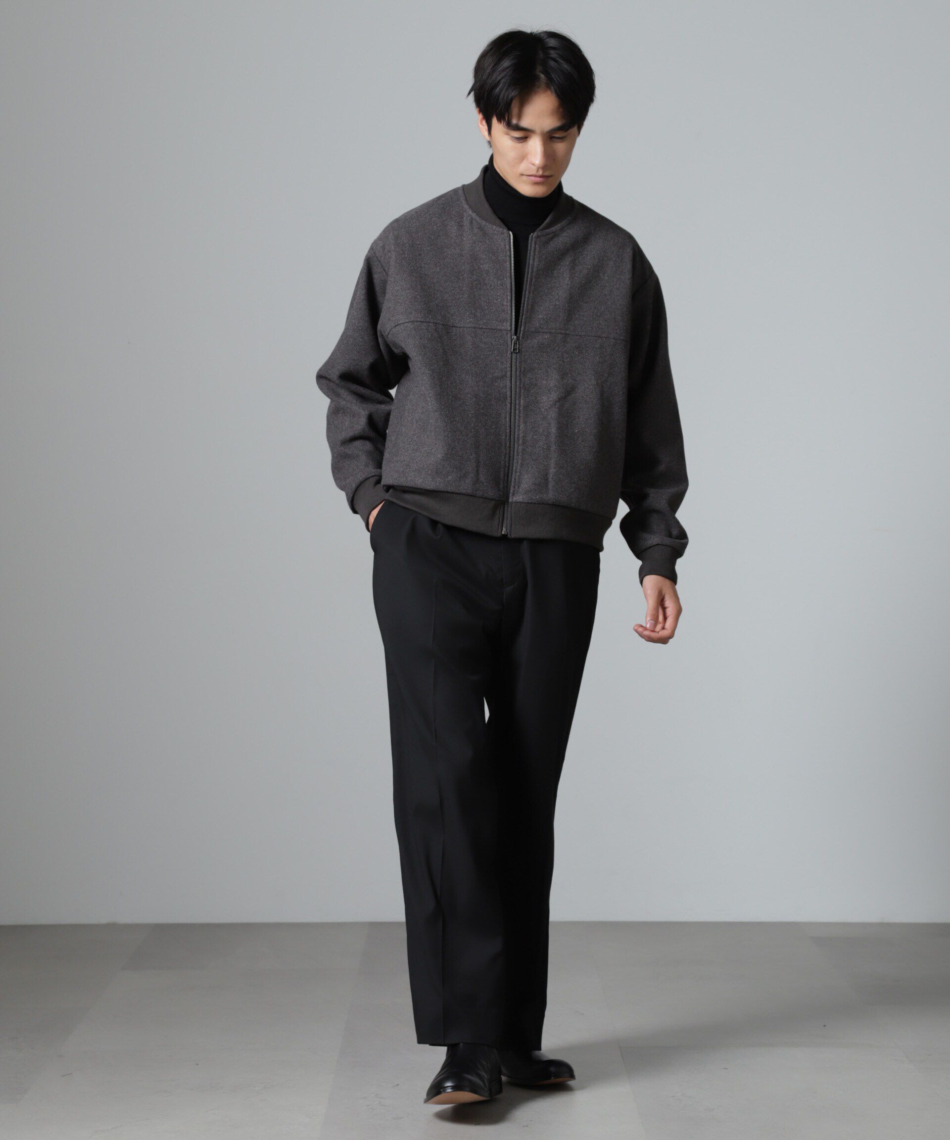 nano･universe「合繊メルトンボンバージャケット」|ブルゾン・スタジャン|