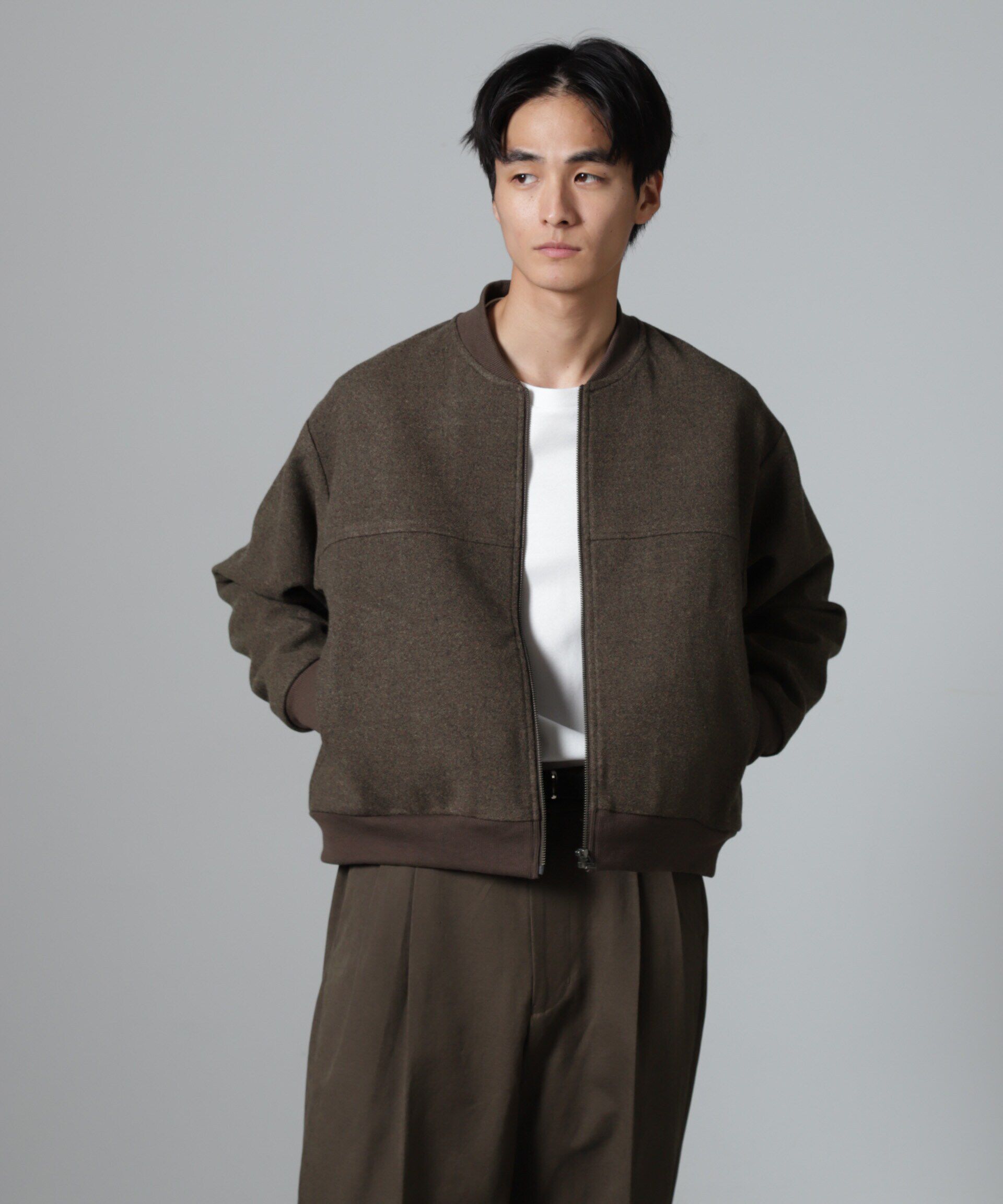 nano･universe「合繊メルトンボンバージャケット」|ブルゾン・スタジャン|