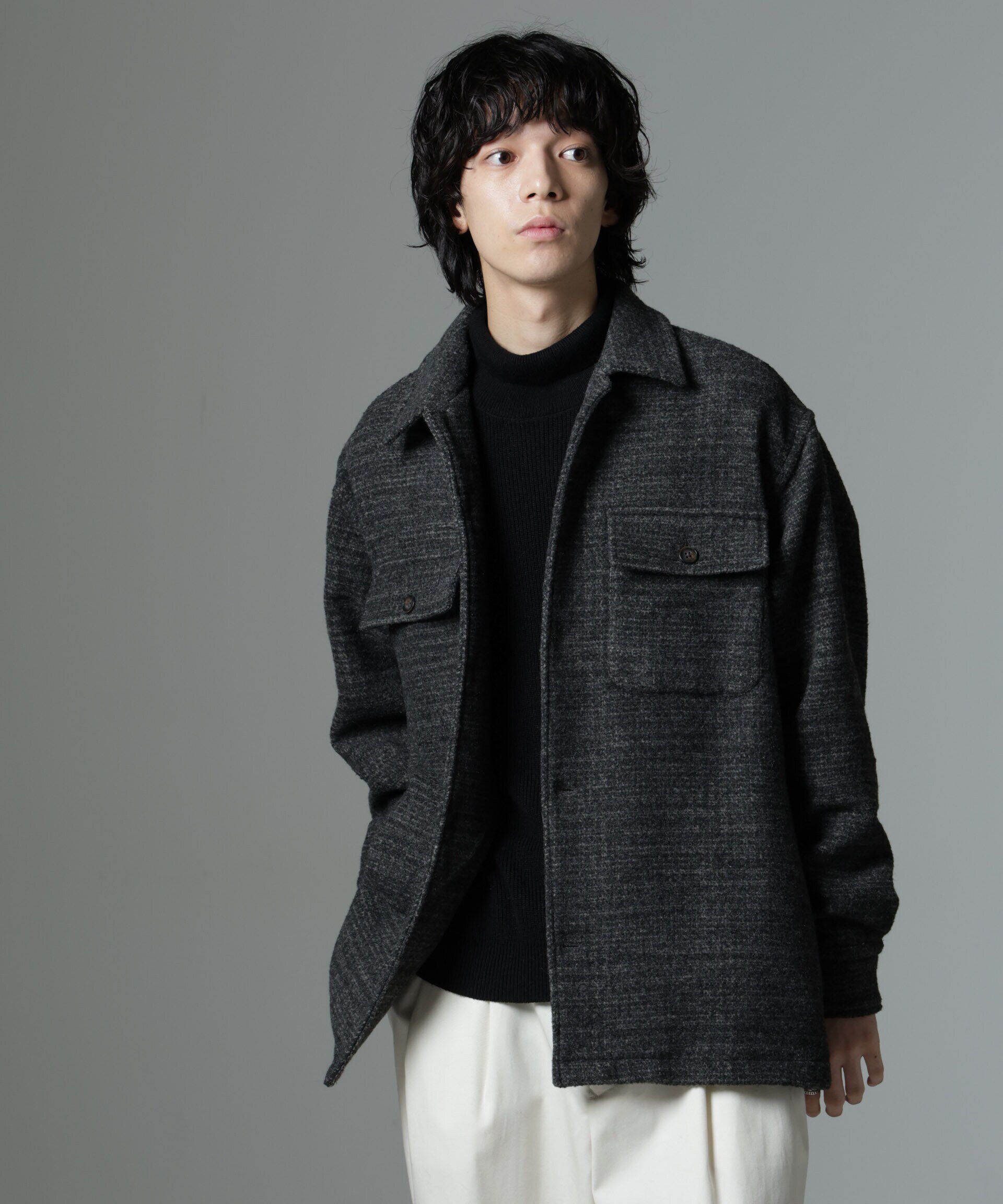 nano･universe「スライバーライクシャギーシャツブルゾン」|ブルゾン・スタジャン|チャコール3