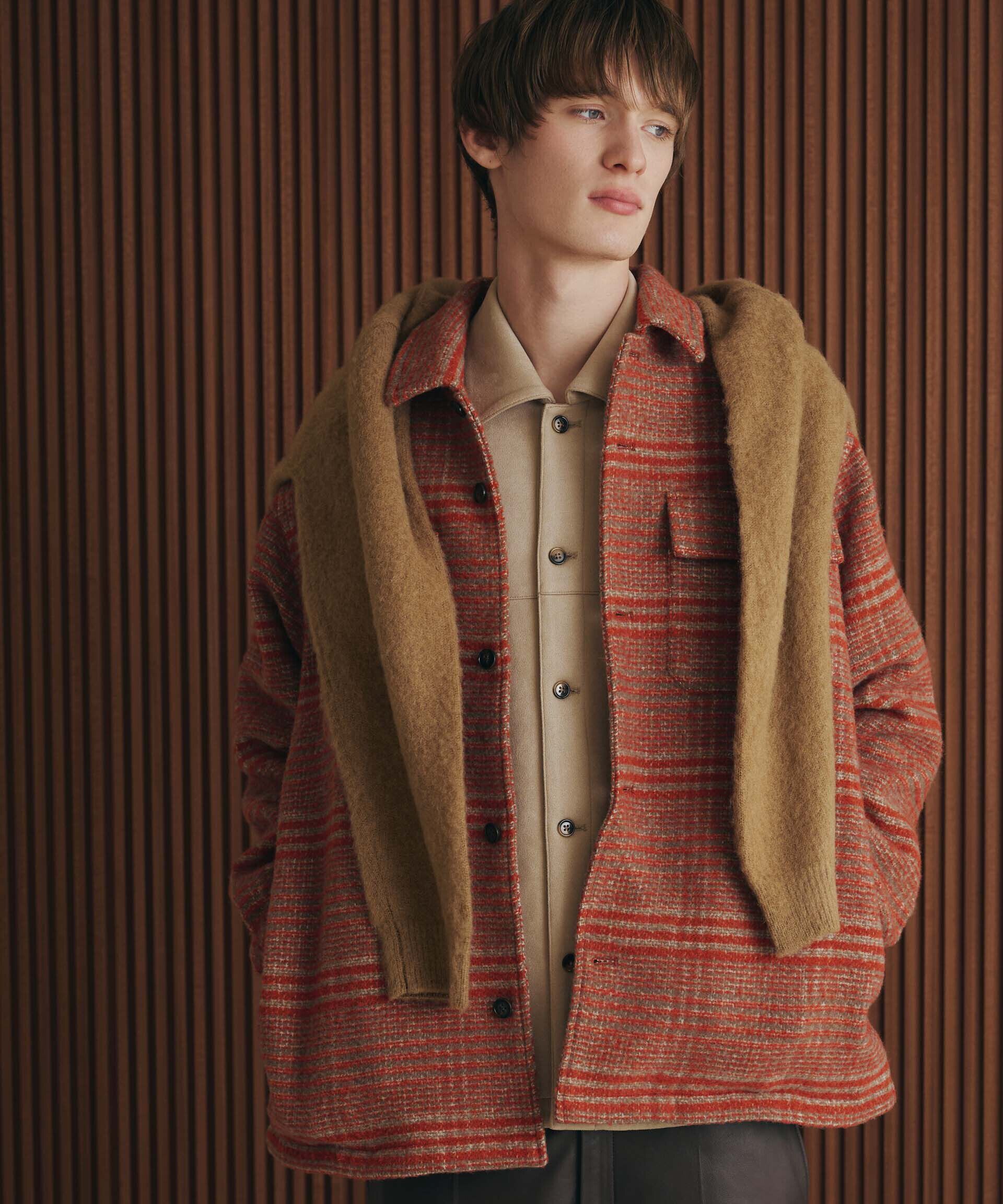 nano･universe「スライバーライクシャギーシャツブルゾン」|ブルゾン・スタジャン|オレンジ