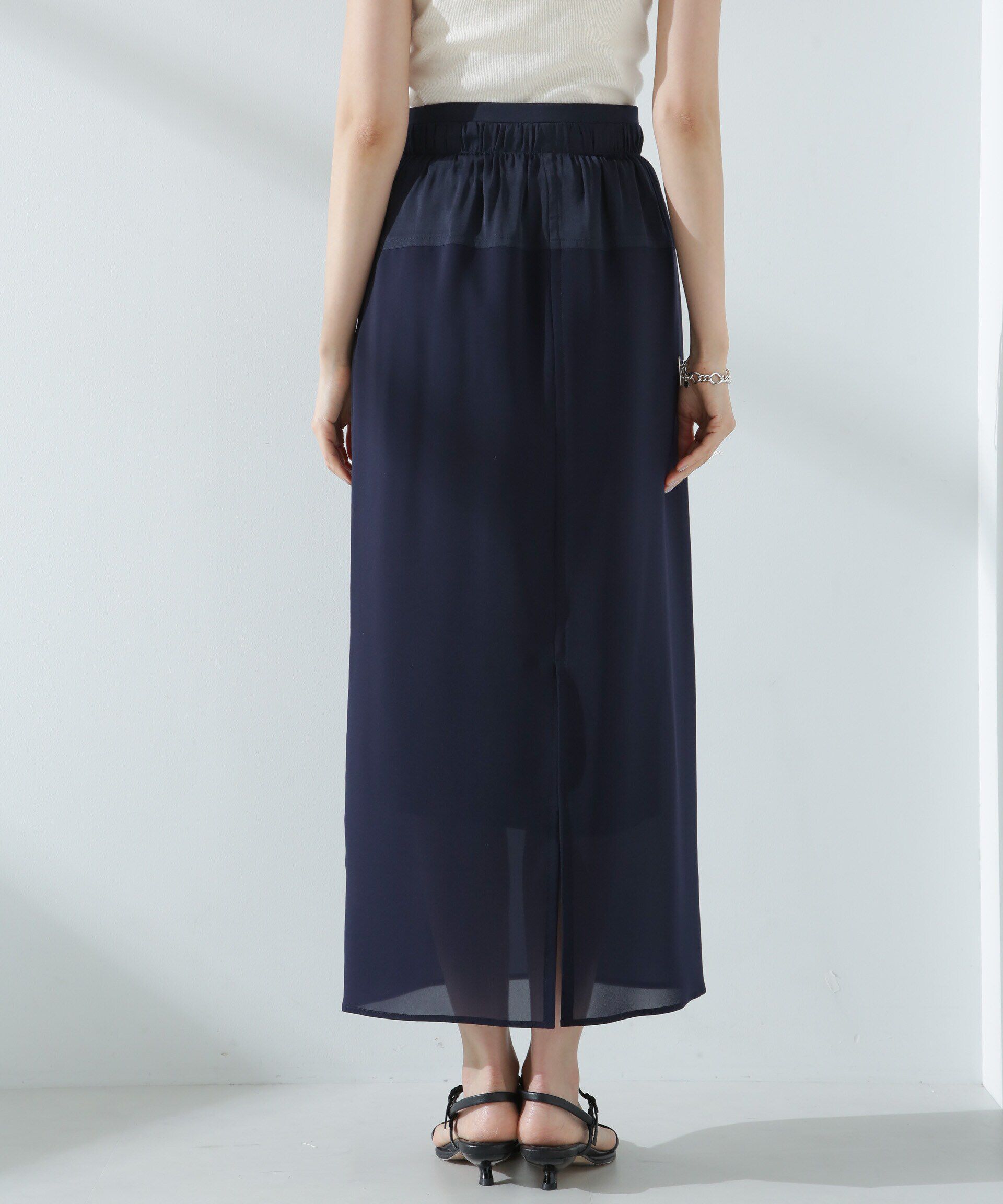 nano･universe「シアーストレッチサテン切り替えスカート」|スカート|