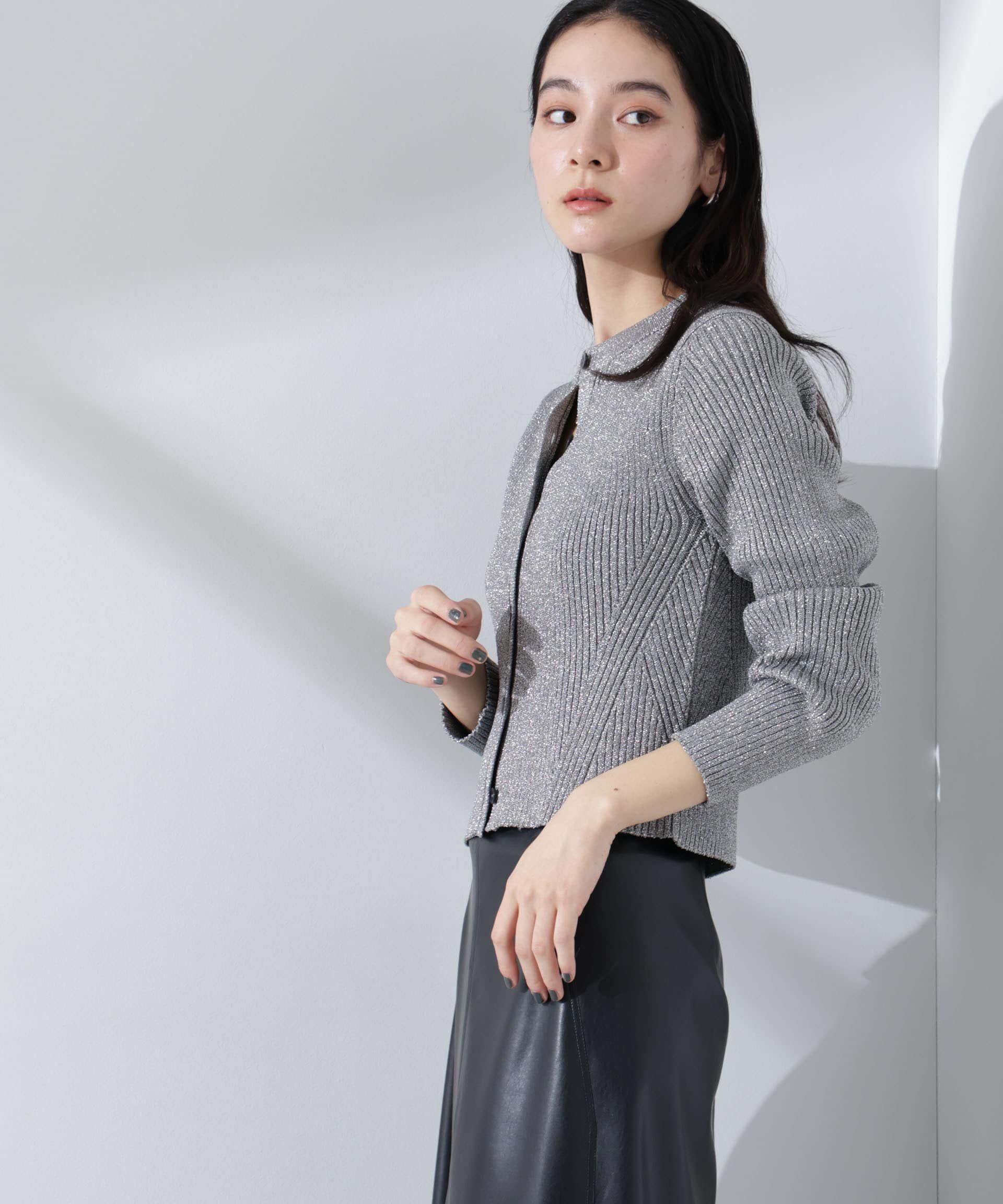 nano･universe「グリッターラメニットカーディガン（セットアップ可）」|ニット・セーター|