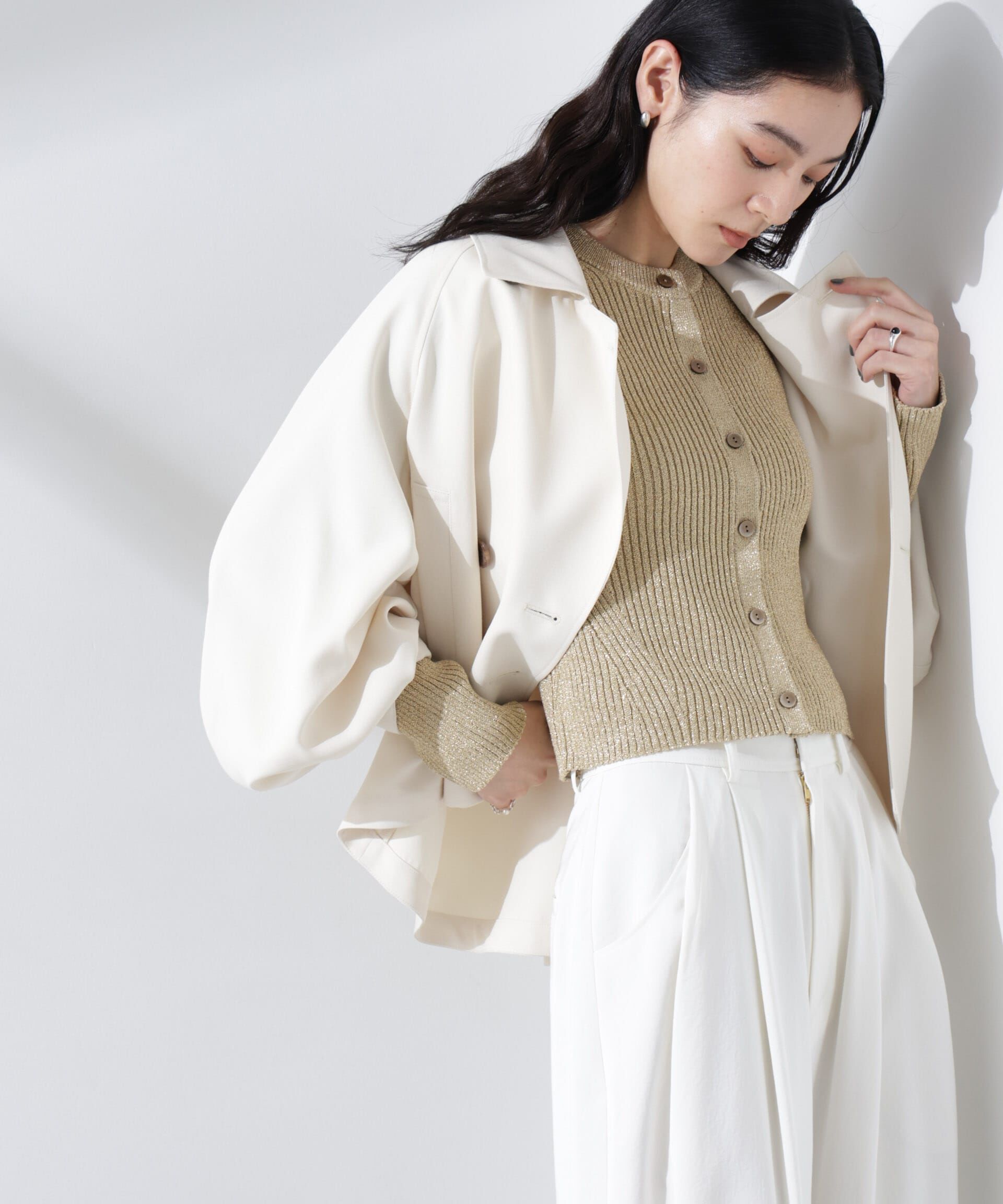 nano･universe「グリッターラメニットカーディガン（セットアップ可）」|ニット・セーター|