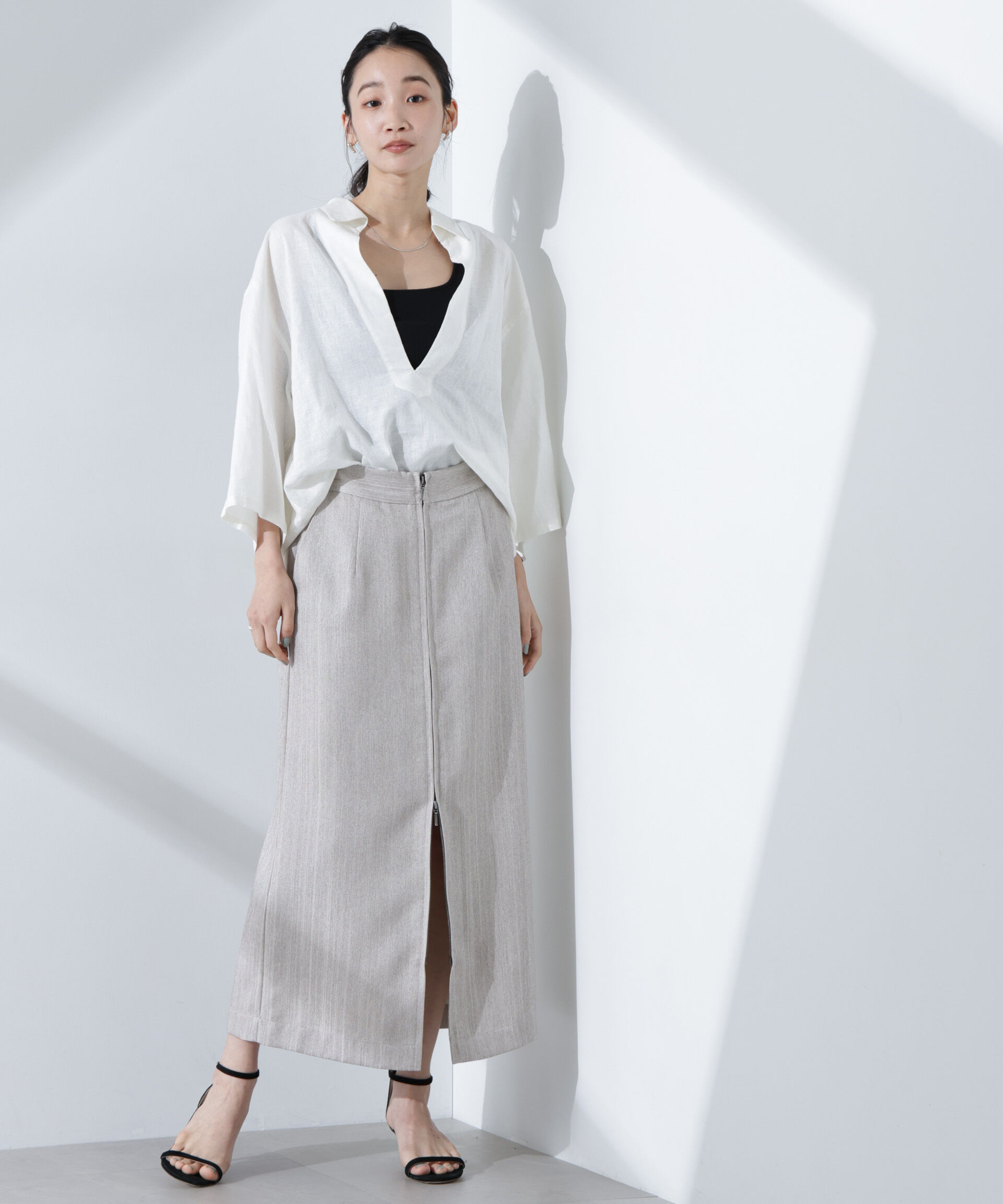 nano･universe「Anti Smell Linen プルオーバーVネックシャツ」|シャツ・ブラウス|