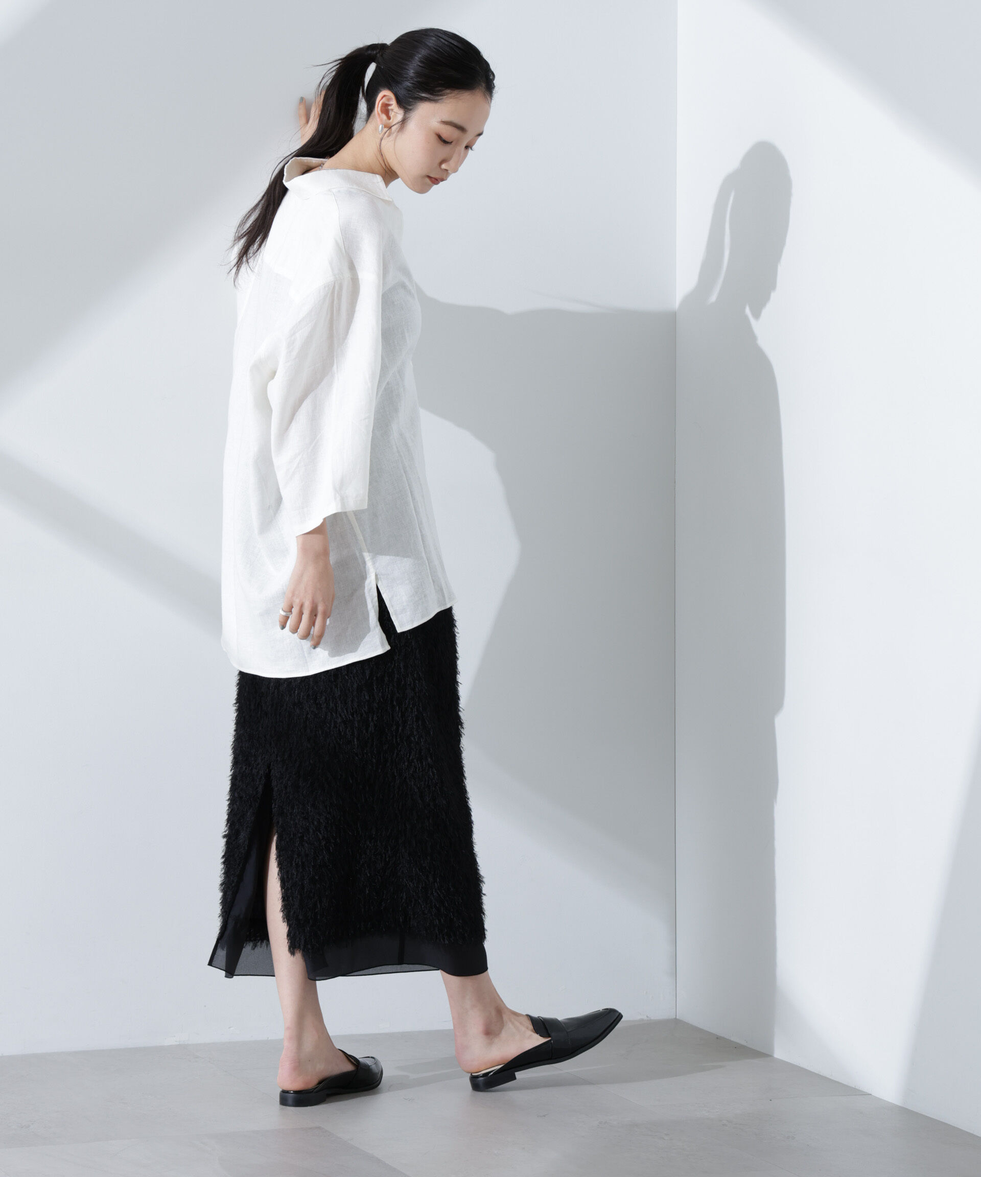 nano･universe「Anti Smell Linen プルオーバーVネックシャツ」|シャツ・ブラウス|