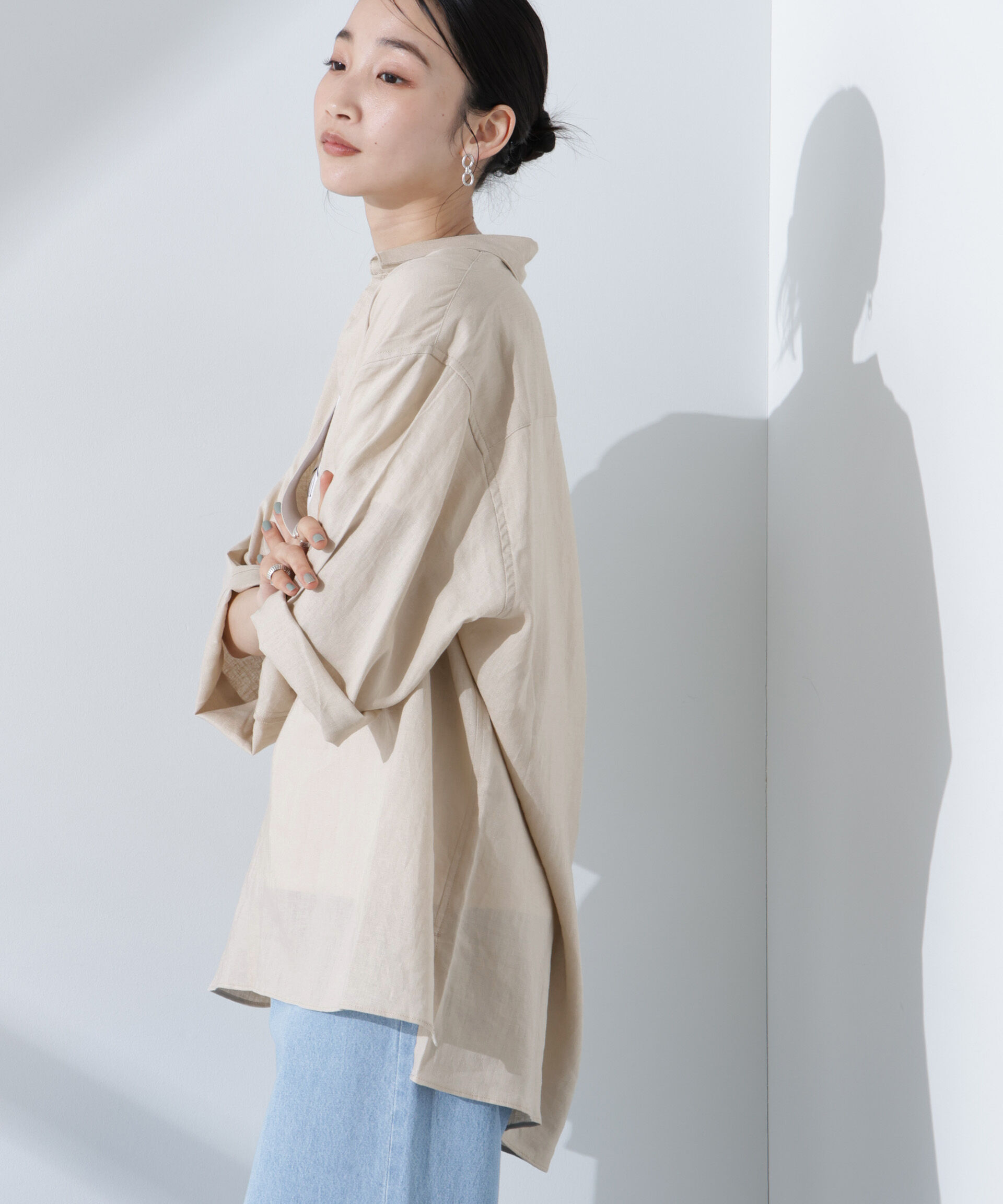 nano･universe「Anti Smell Linen プルオーバーVネックシャツ」|シャツ・ブラウス|