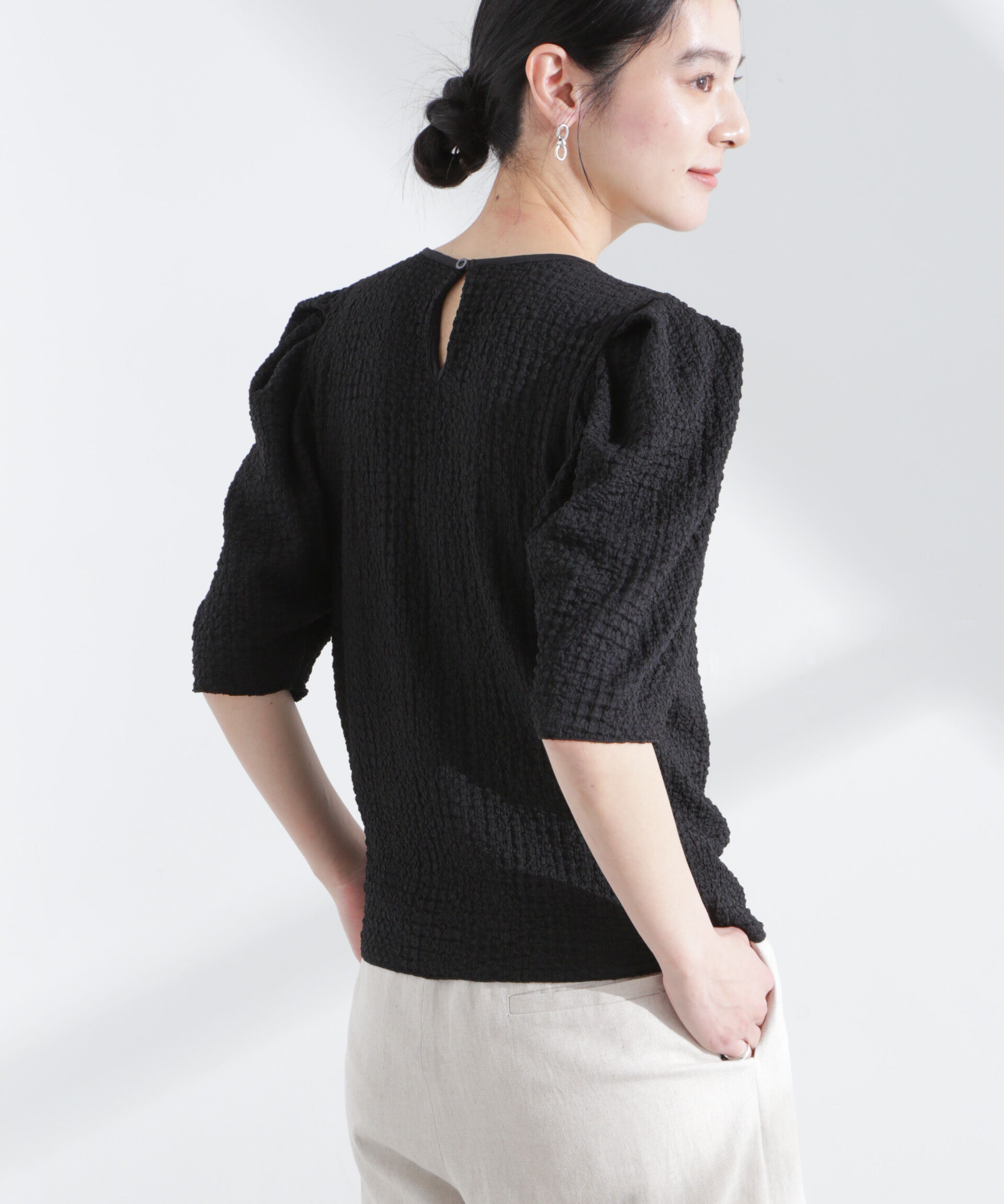 nano･universe「シャーリングタックスリーブトップス」|Tシャツ・カットソー|