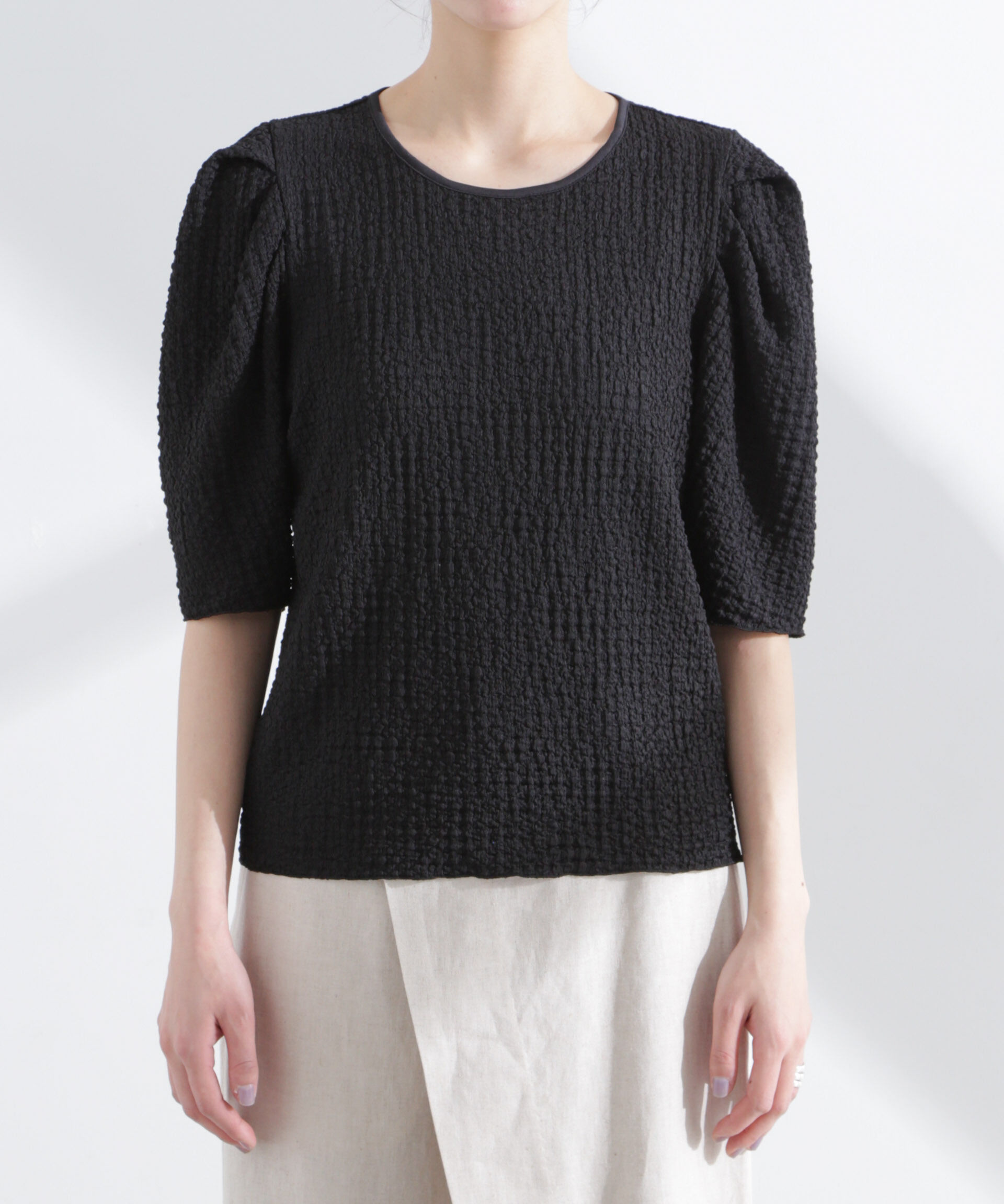 nano･universe「シャーリングタックスリーブトップス」|Tシャツ・カットソー|