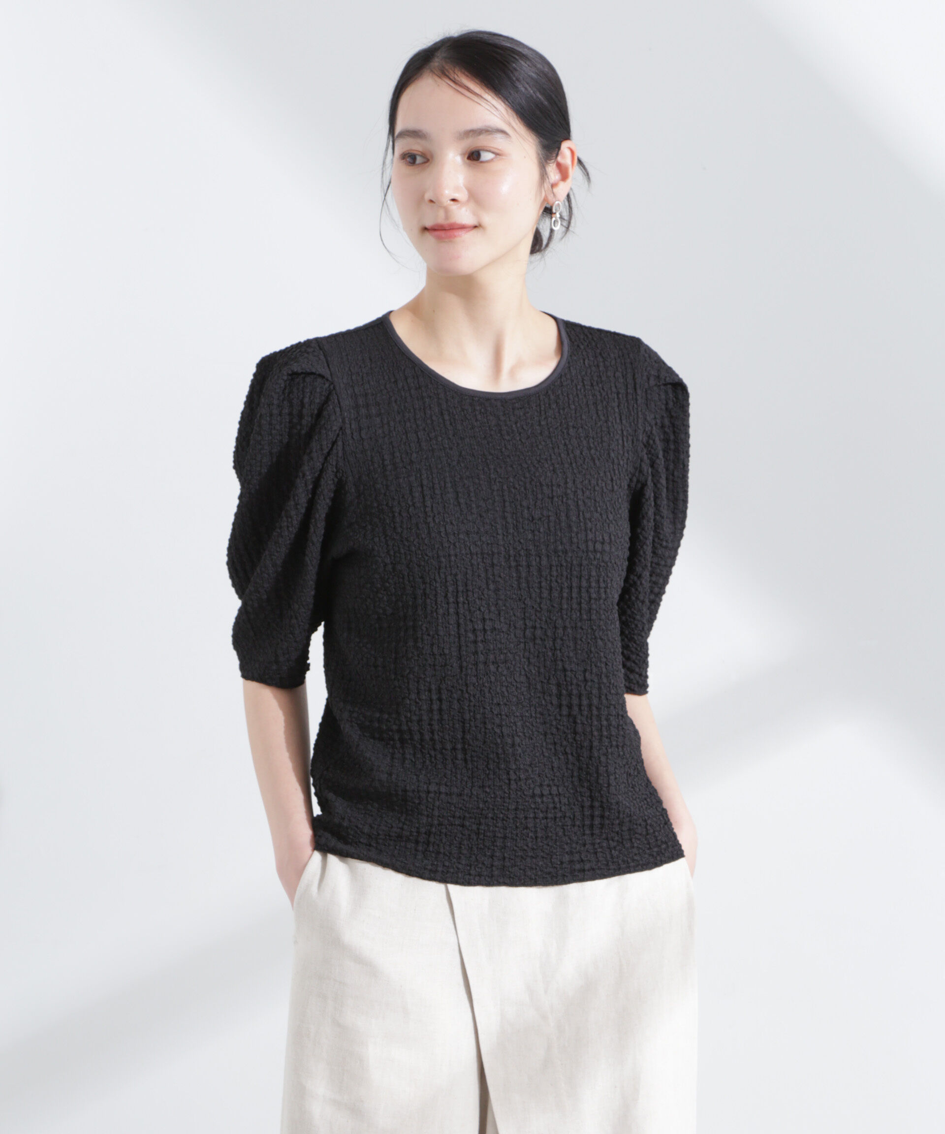 nano･universe「シャーリングタックスリーブトップス」|Tシャツ・カットソー|