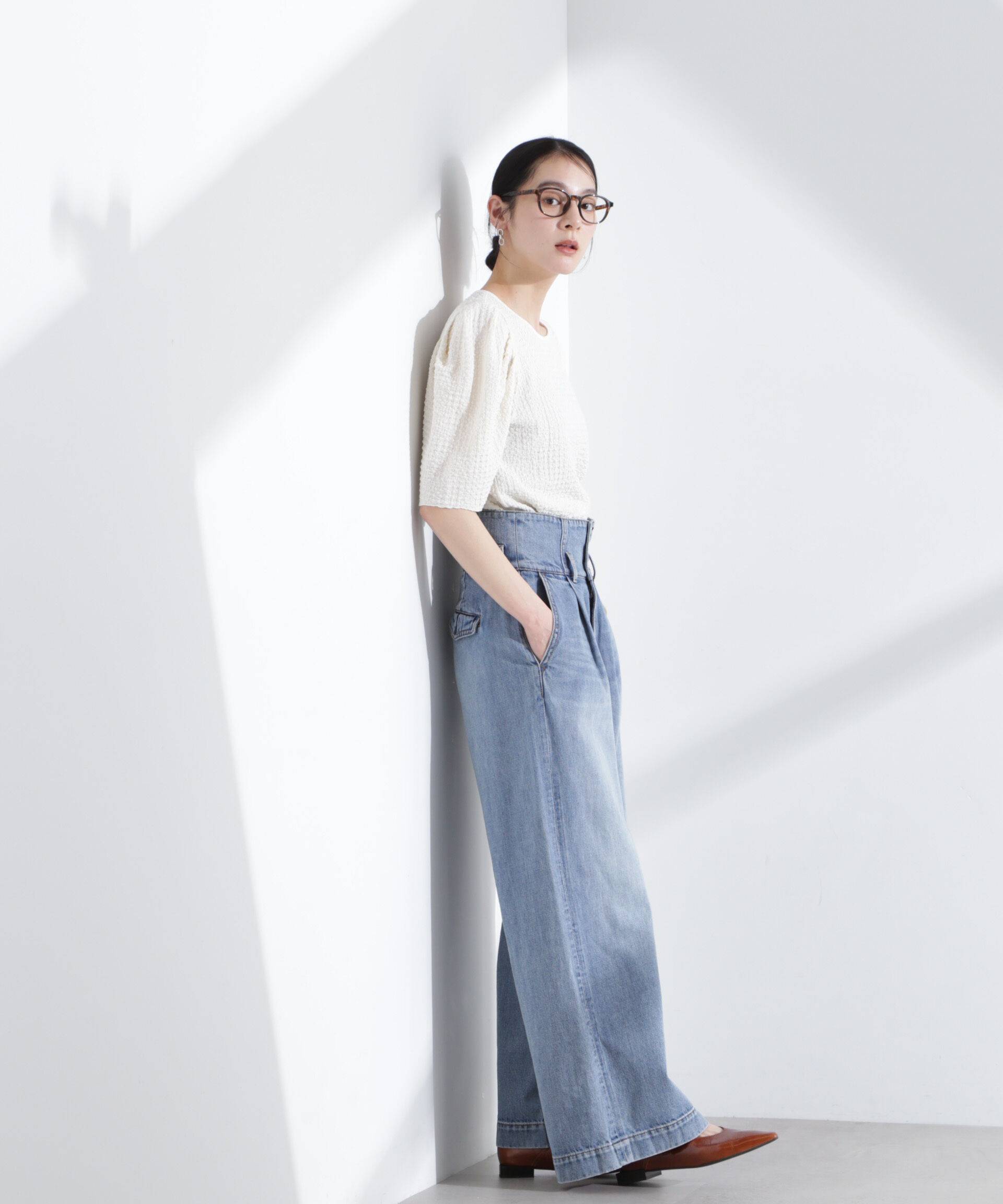 nano･universe「シャーリングタックスリーブトップス」|Tシャツ・カットソー|