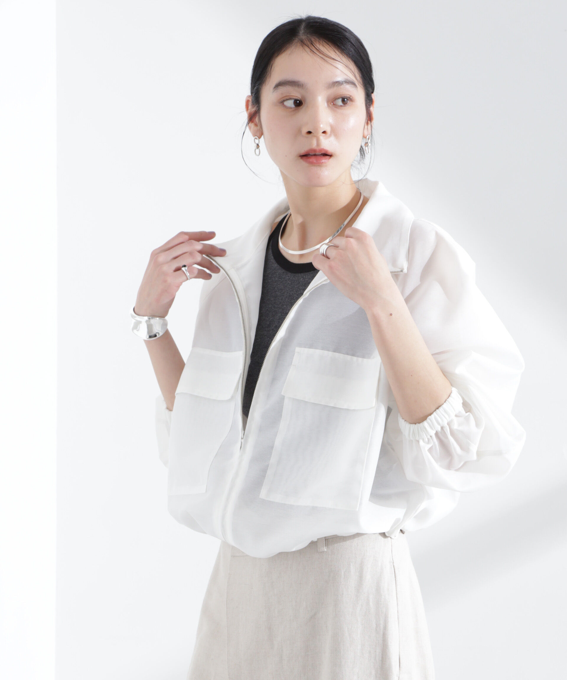 nano･universe「スパンオーガンジーブルゾン」|ブルゾン・スタジャン|