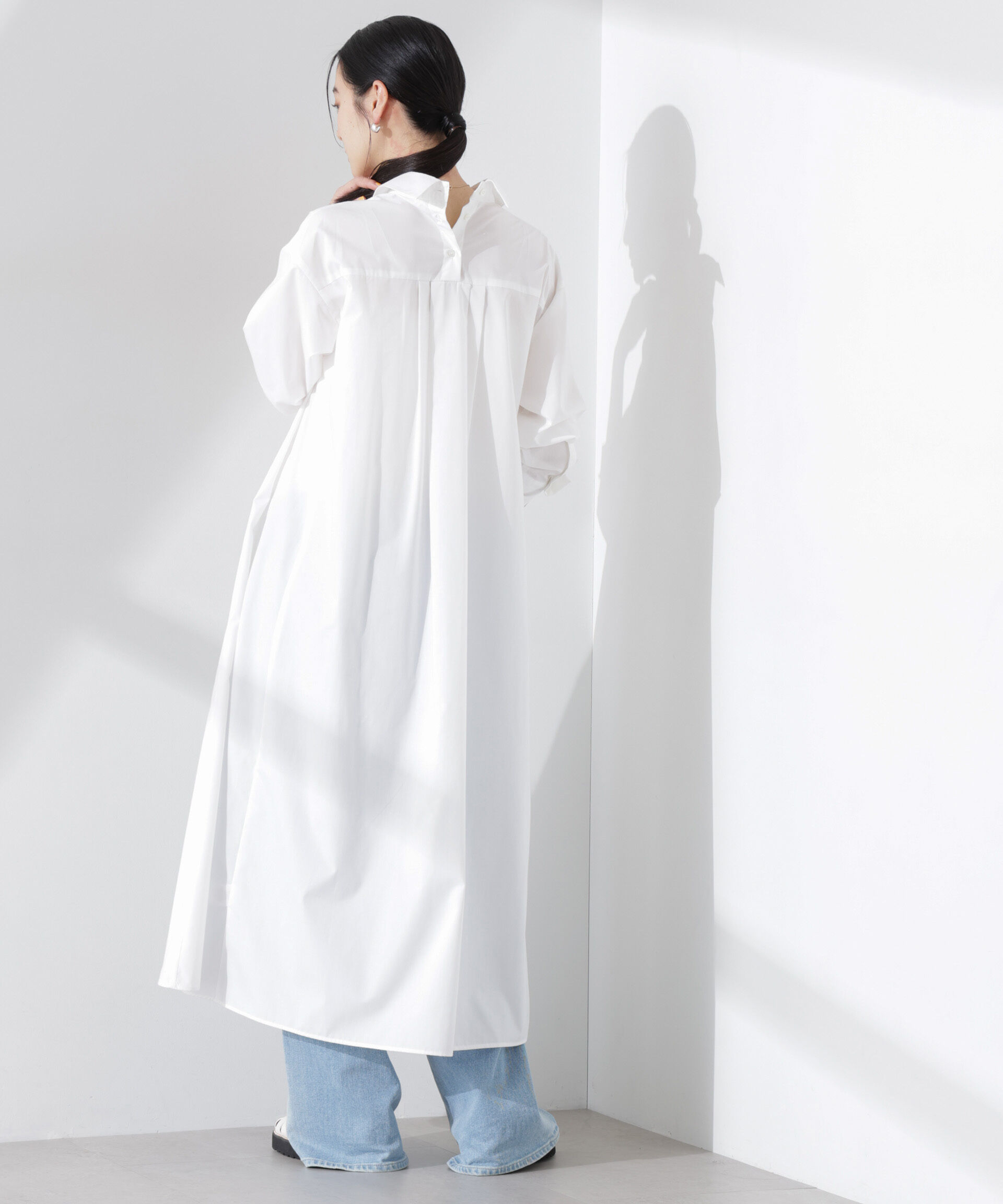 nano･universe「ニュアンスカラーフレアシャツワンピース」|ワンピース|