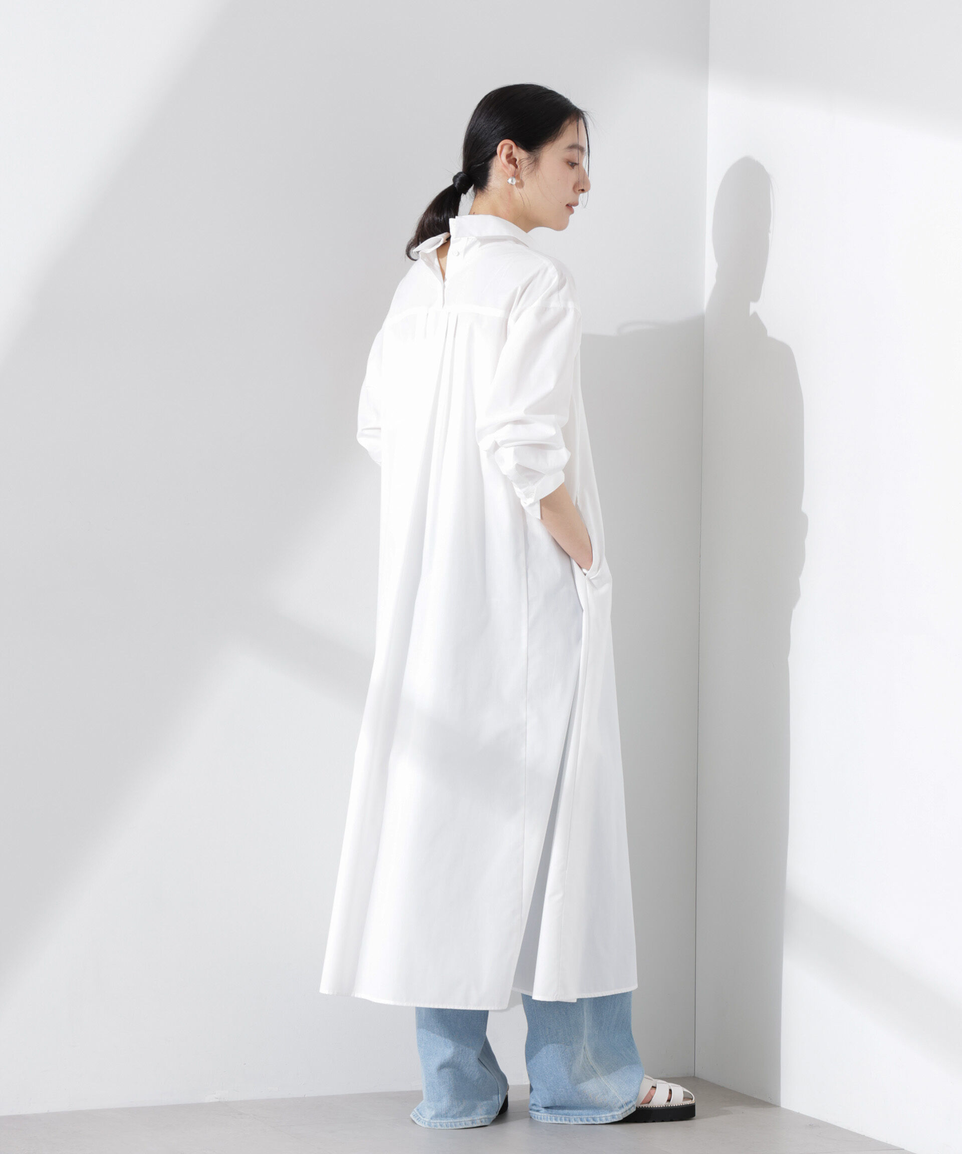 nano･universe「ニュアンスカラーフレアシャツワンピース」|ワンピース|