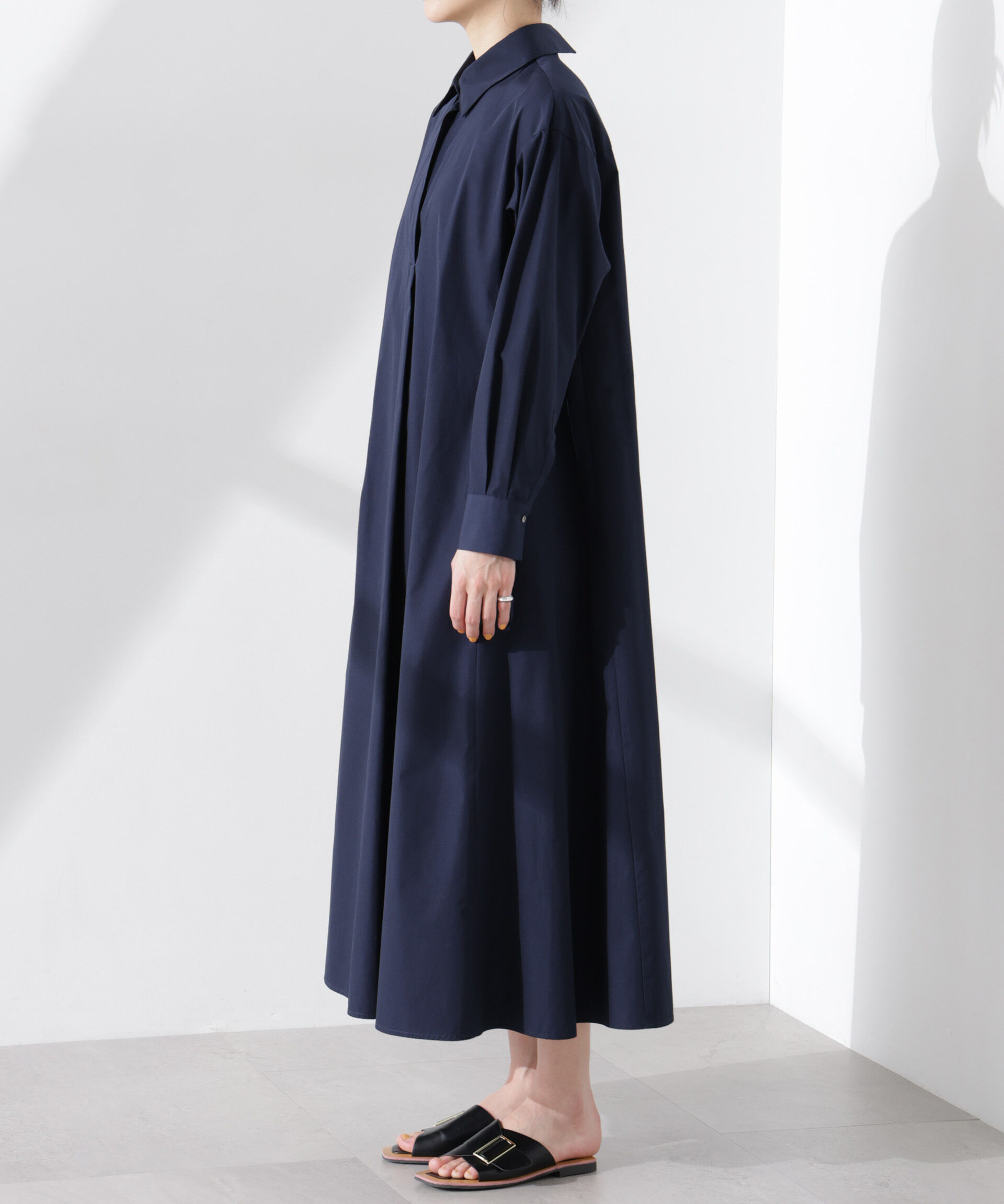 nano･universe「ニュアンスカラーフレアシャツワンピース」|ワンピース|