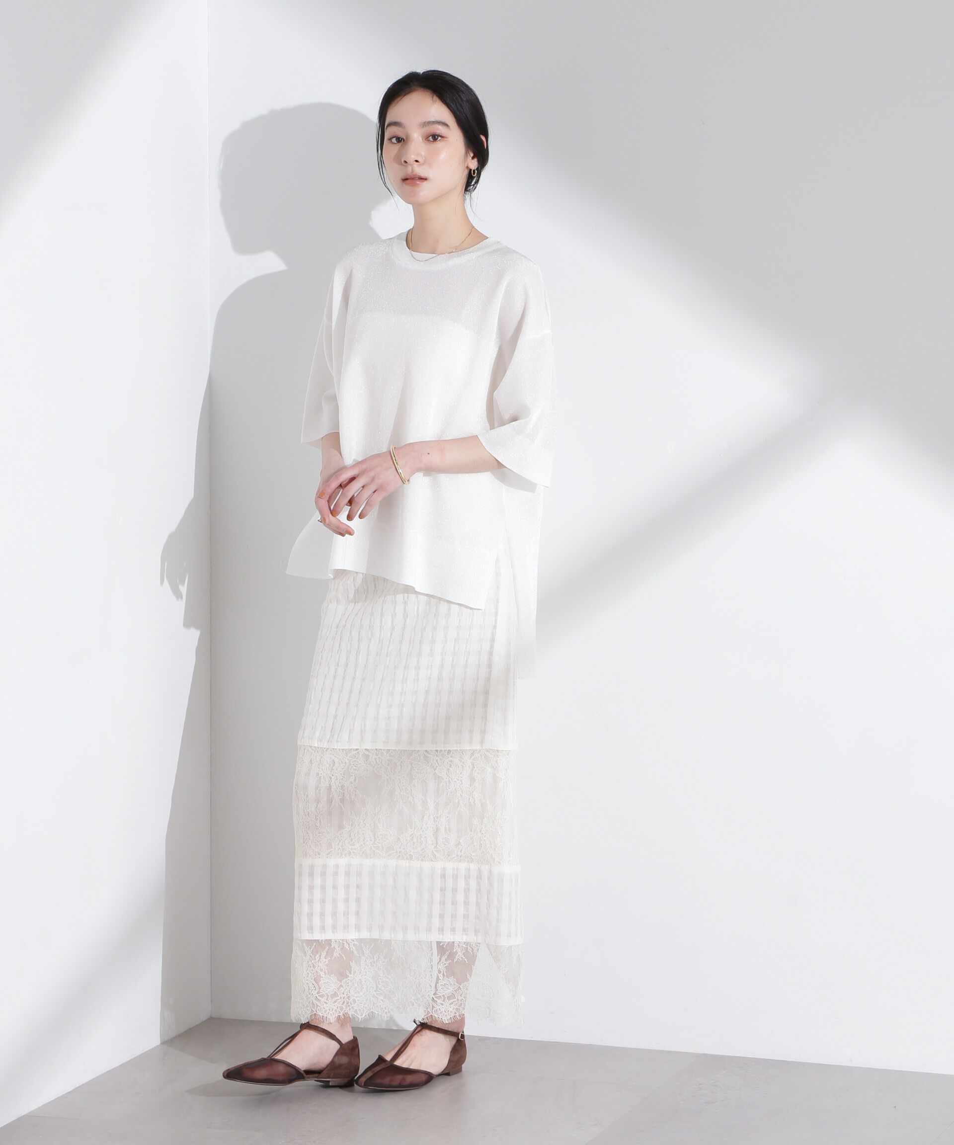 nano･universe「オーロララメシアースムースニットTシャツ」|ニット・セーター|