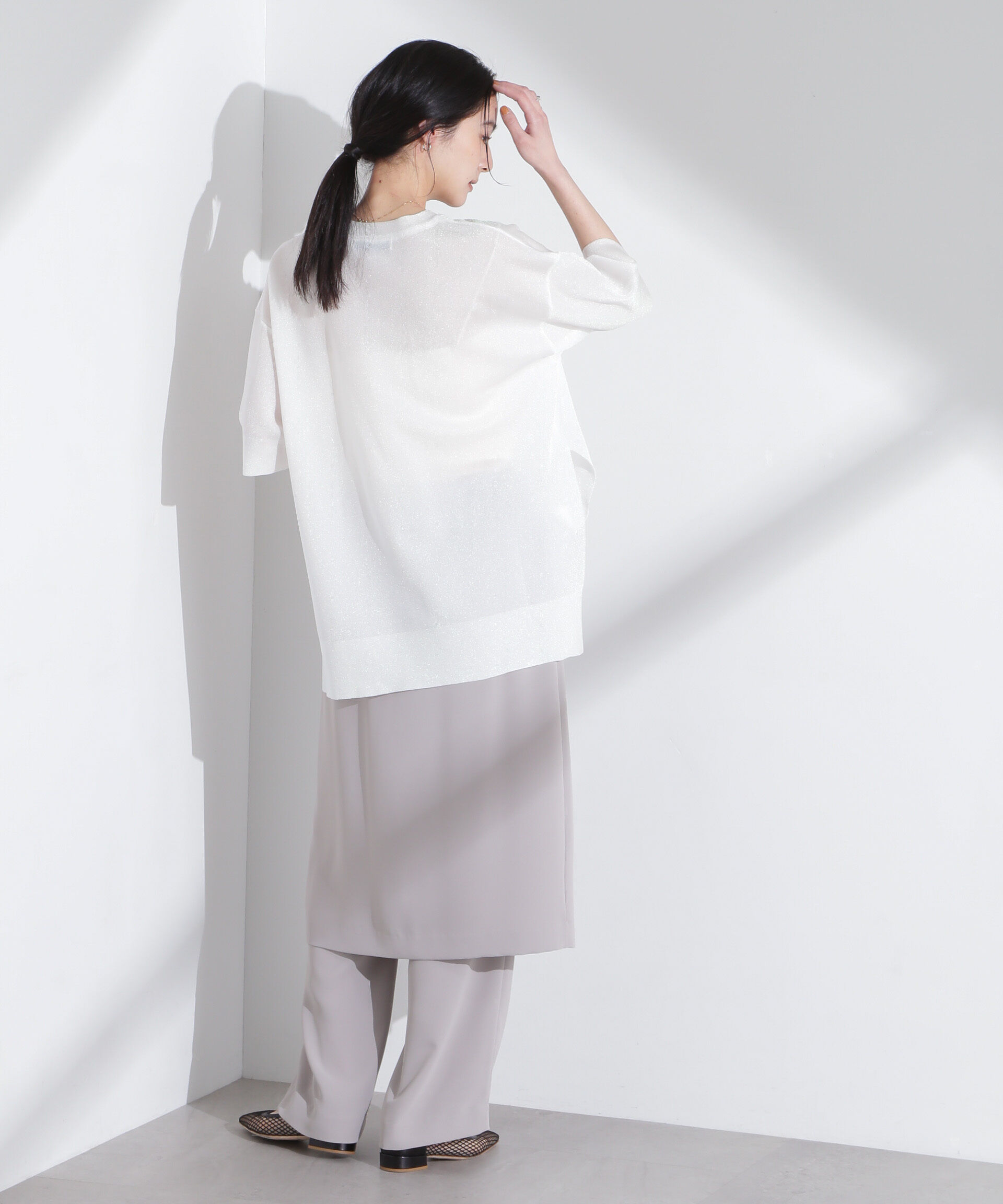 nano･universe「オーロララメシアースムースニットTシャツ」|ニット・セーター|