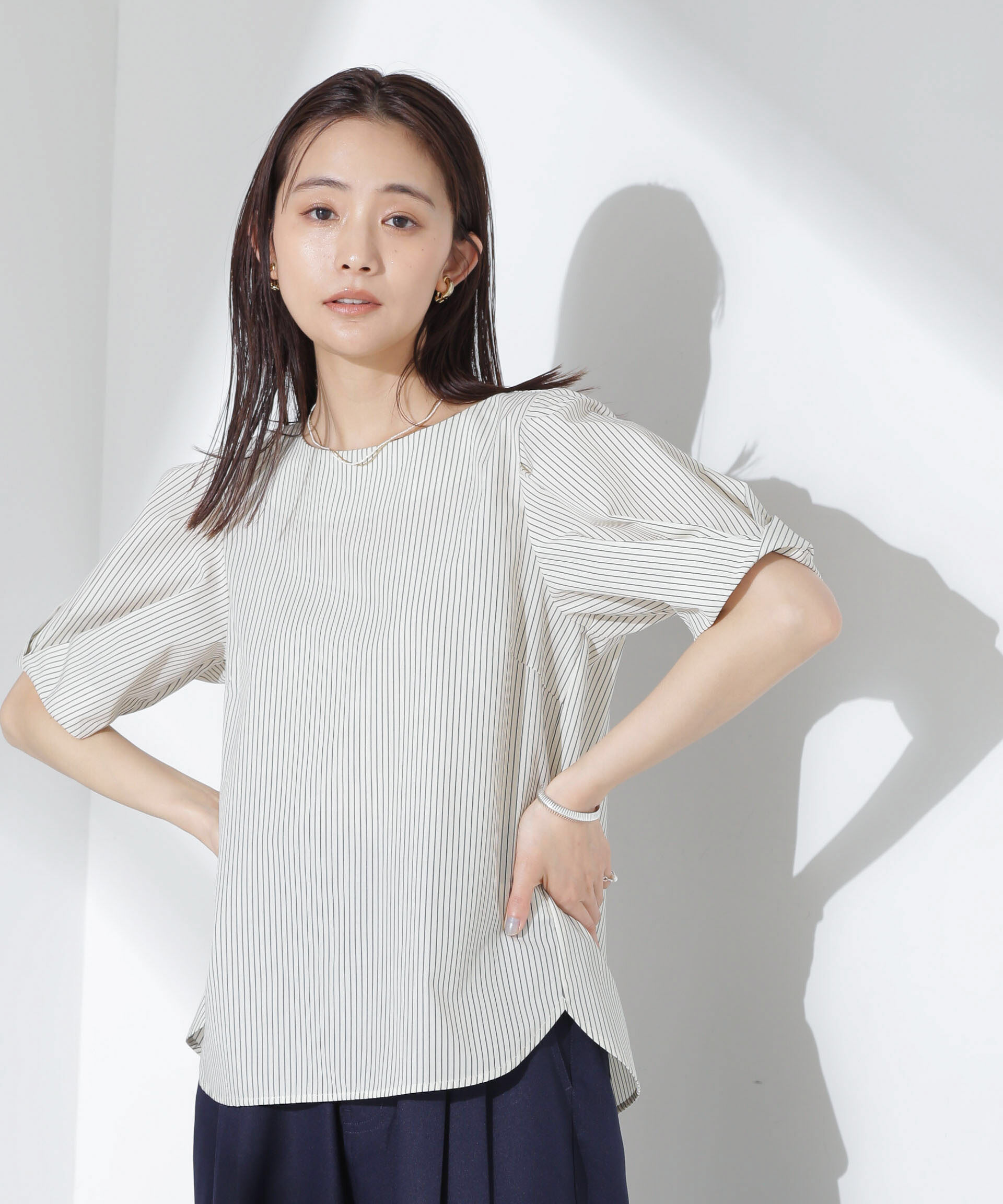 nano･universe「変形スリーブプルオーバーブラウス」|シャツ・ブラウス|